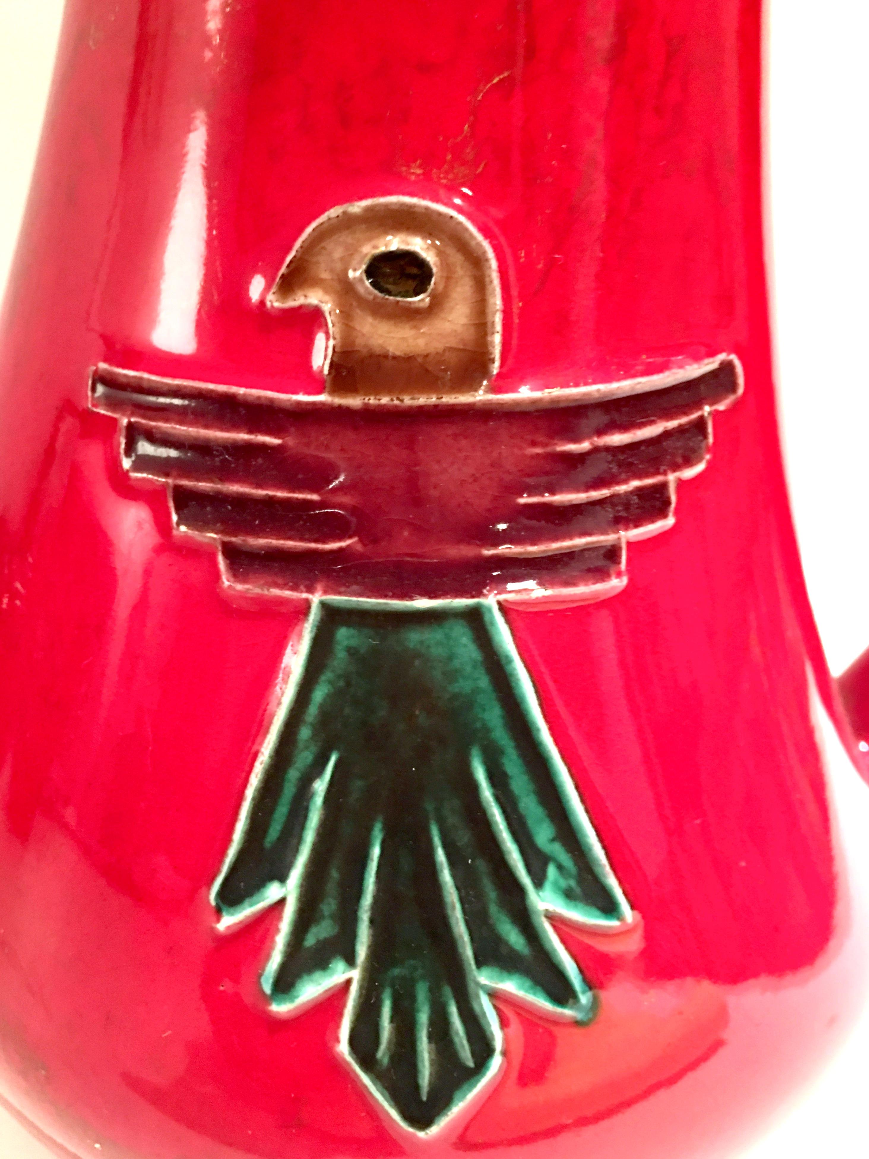 Hand-Painted 20th Century Ceramic Glaze Thunderbird Drinks Set of 5 by, Arizona Pottery, USA For Sale