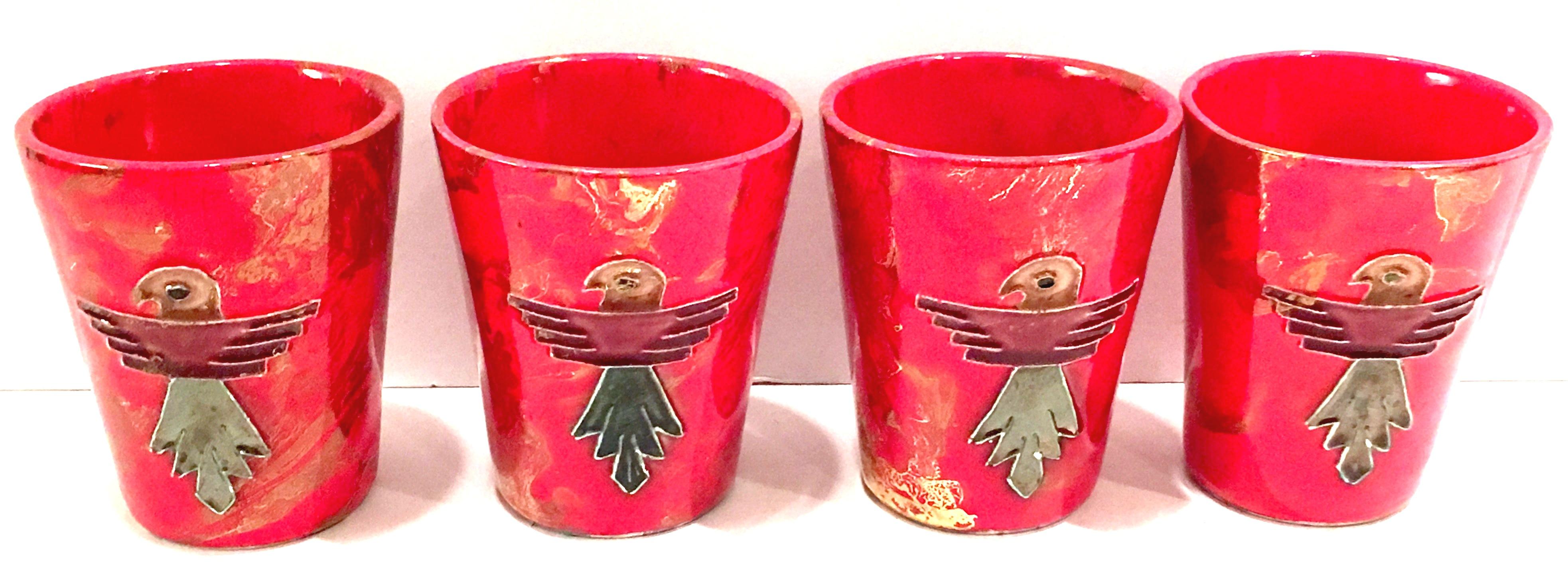20th Century Ceramic Glaze Thunderbird Drinks Set of 5 by, Arizona Pottery, USA For Sale 1