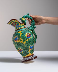 20th Century Ceramic Hand-Painted Floral Ceramic Jug