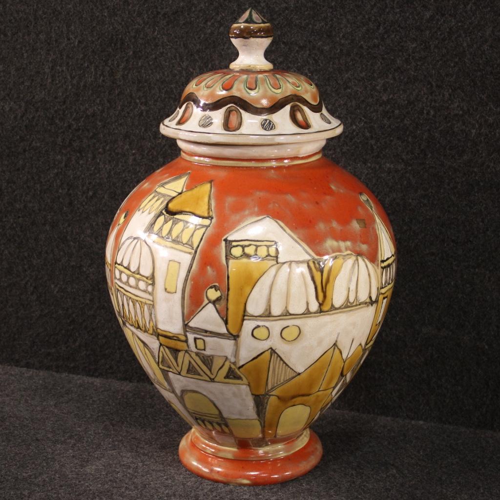 20th Century Ceramic Italian Signed and Dated Vase, 1976 In Good Condition In Vicoforte, Piedmont