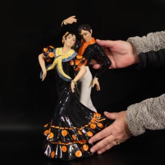sculpture italienne du 20e siècle en céramique estampillée Danseuses flamenco, 1960