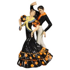 20th Century Ceramic Italian Stamped Sculpture Flamenco Dancers, 1960