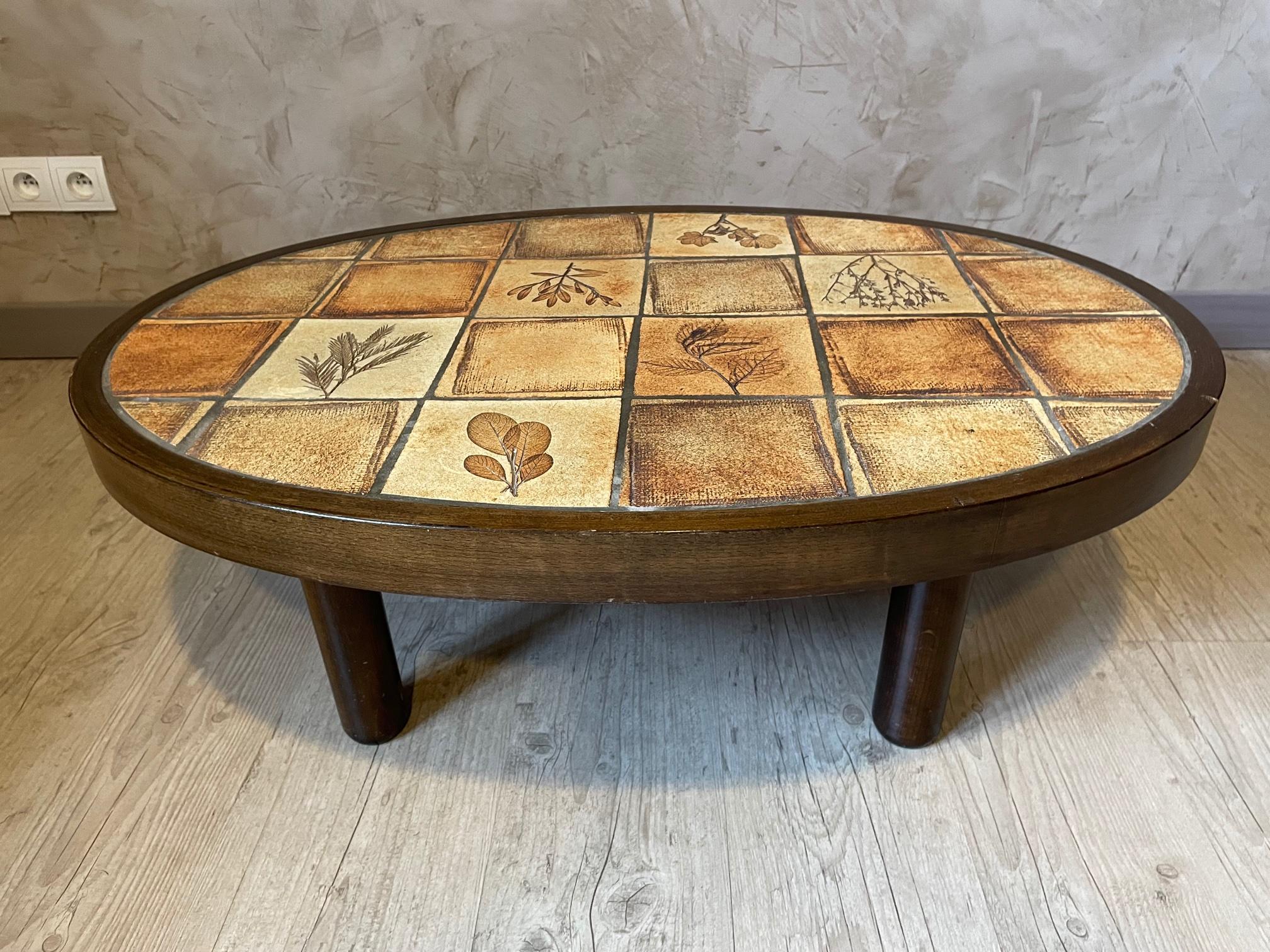 20th Century Ceramic Roger Capron Coffee Table, 1960s In Good Condition In LEGNY, FR
