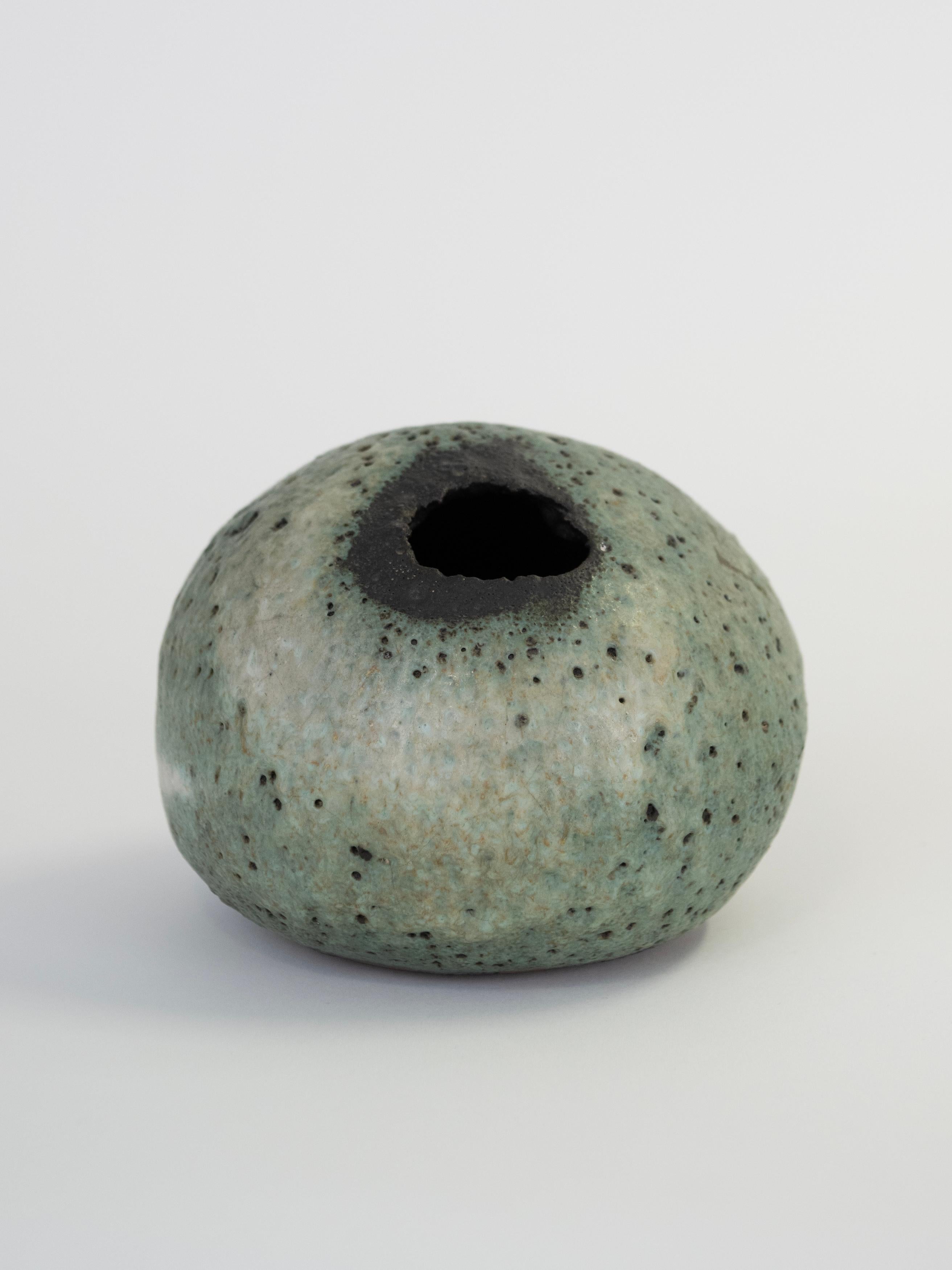 20th Century Ceramic Round Studio pot with naturally rough opening. Sweet and unique small vessel which has large impact in any styled vignette.  