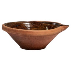 20th Century Ceramic Terracotta Glazed Mixing Bowl with Pouring Spout