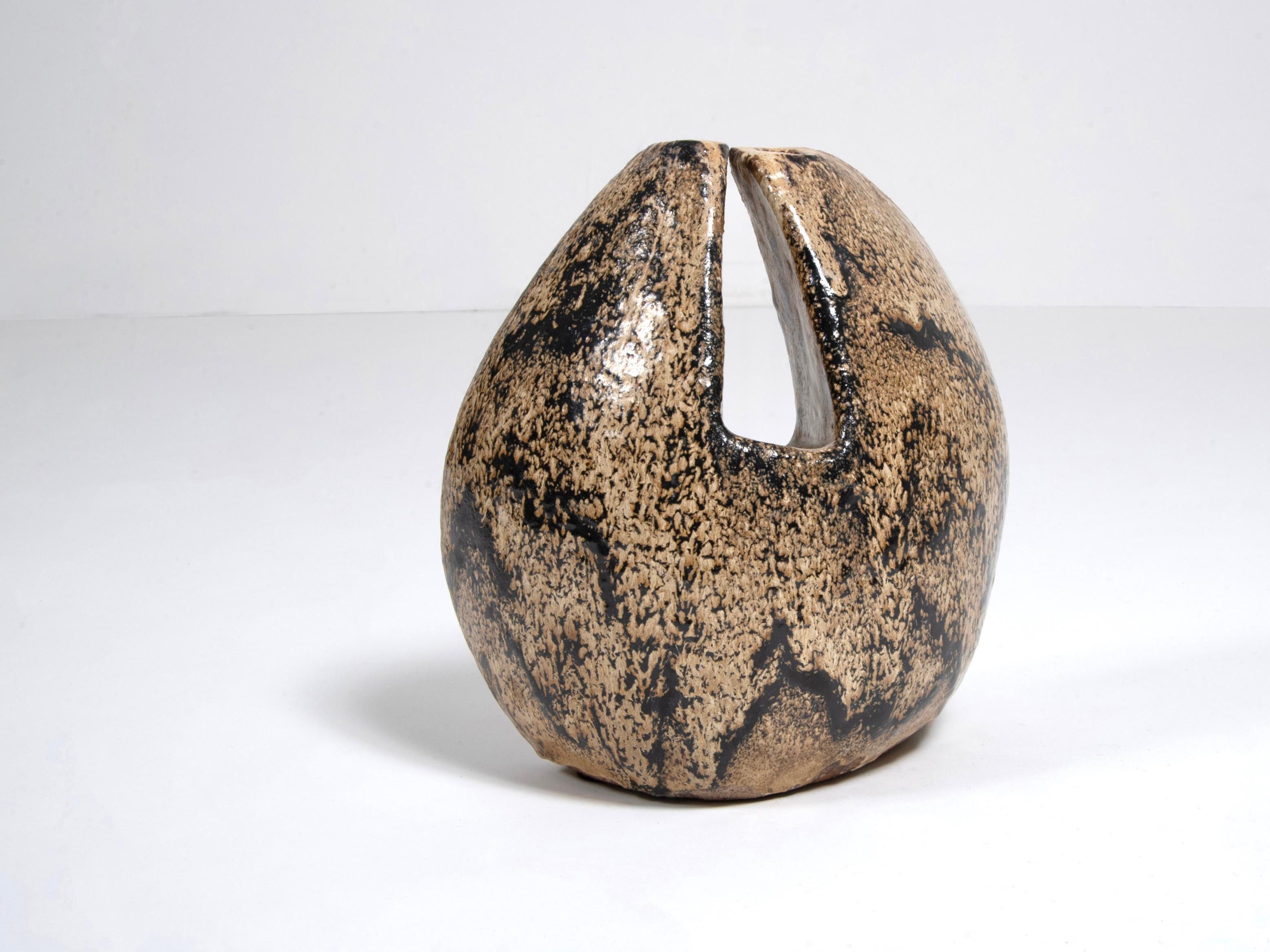 Glazed 20th Century Ceramic Vase by Andree & Michel Hirlet, circa 1970 For Sale