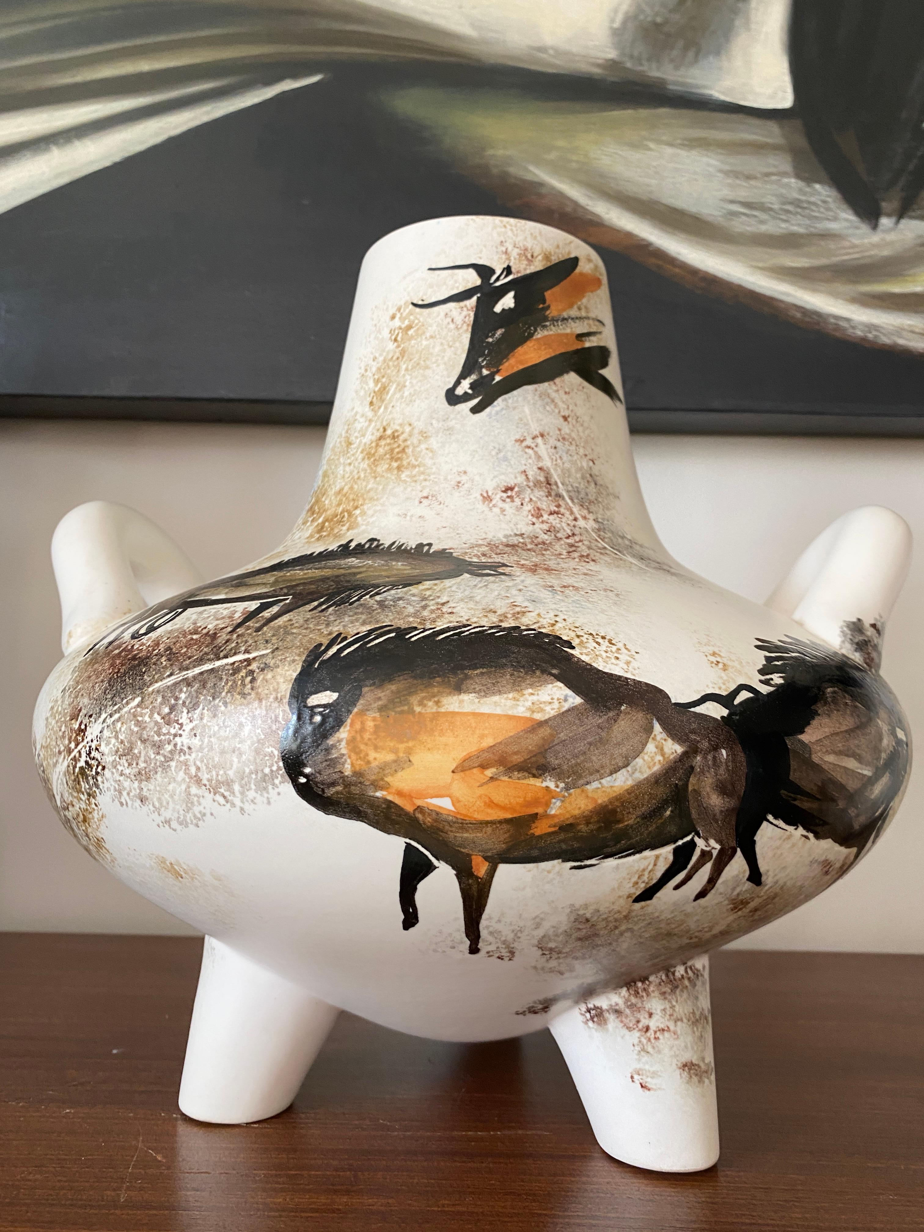 Mid-Century Modern 20th Century Ceramic Vase with Rock Decoration Vallauris 1960 For Sale