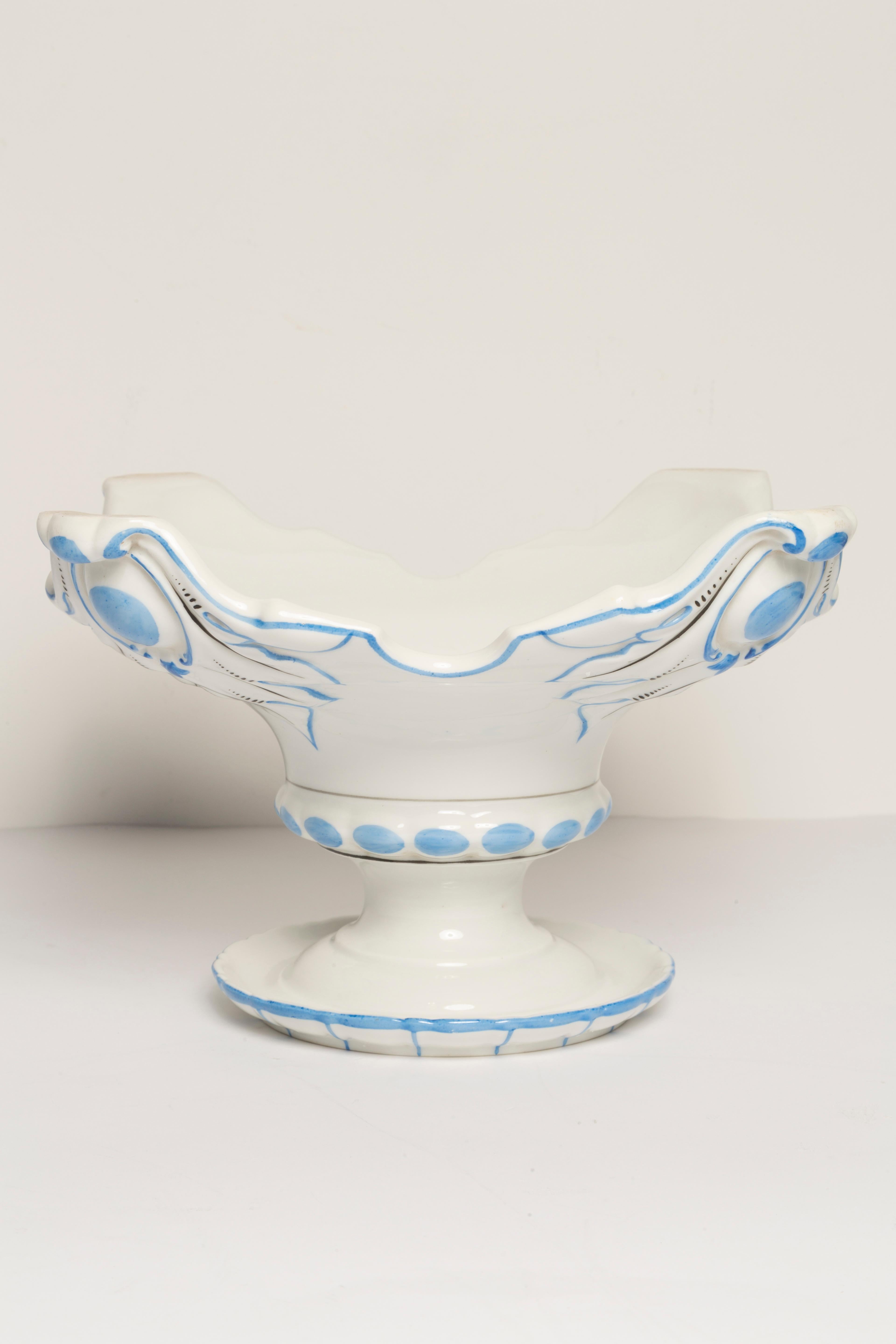 20th Century Ceramic White and Blue Candlestick, France, 1960s For Sale 5