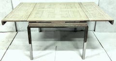 20th Century Cerused Oak Marquetry and Chrome Leg Expandable Dining Table