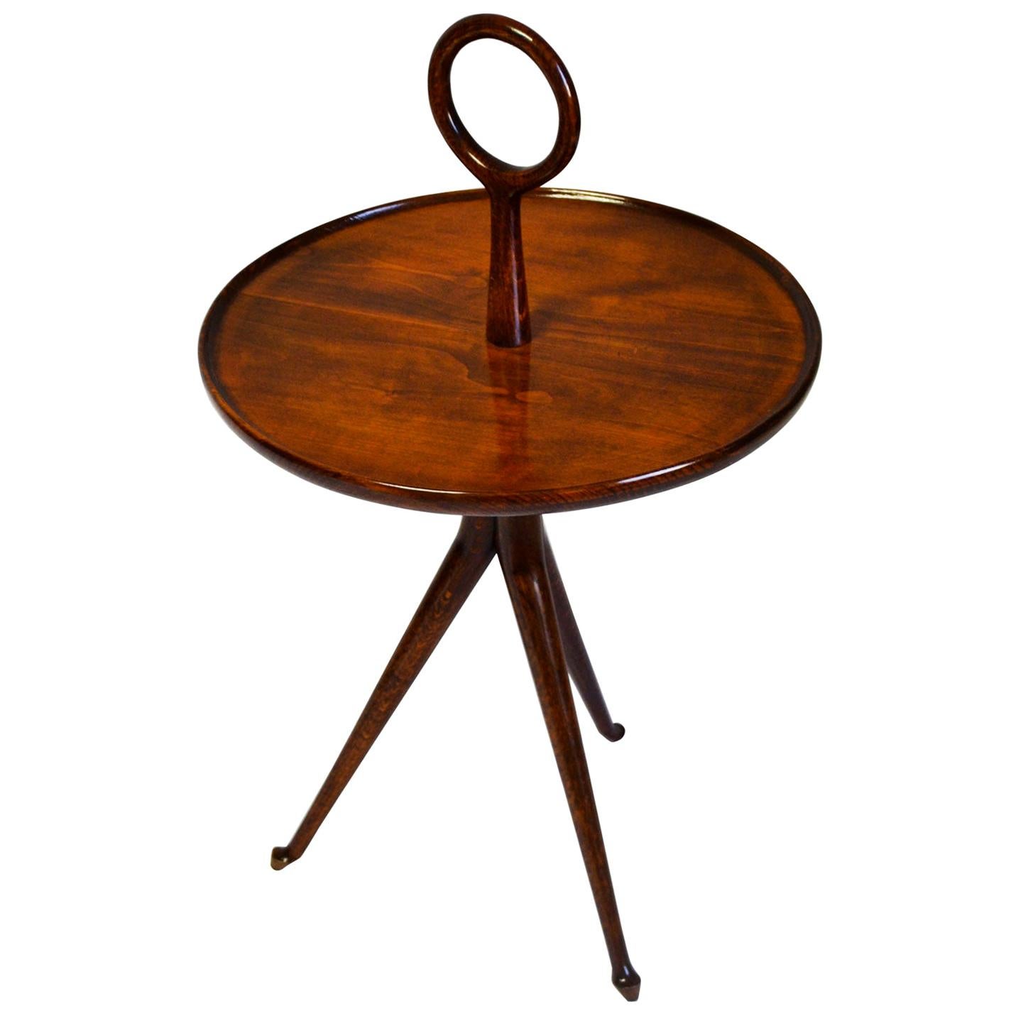 20th Century Cesare Lacca Serving Table Round Top in Wood from 1950s