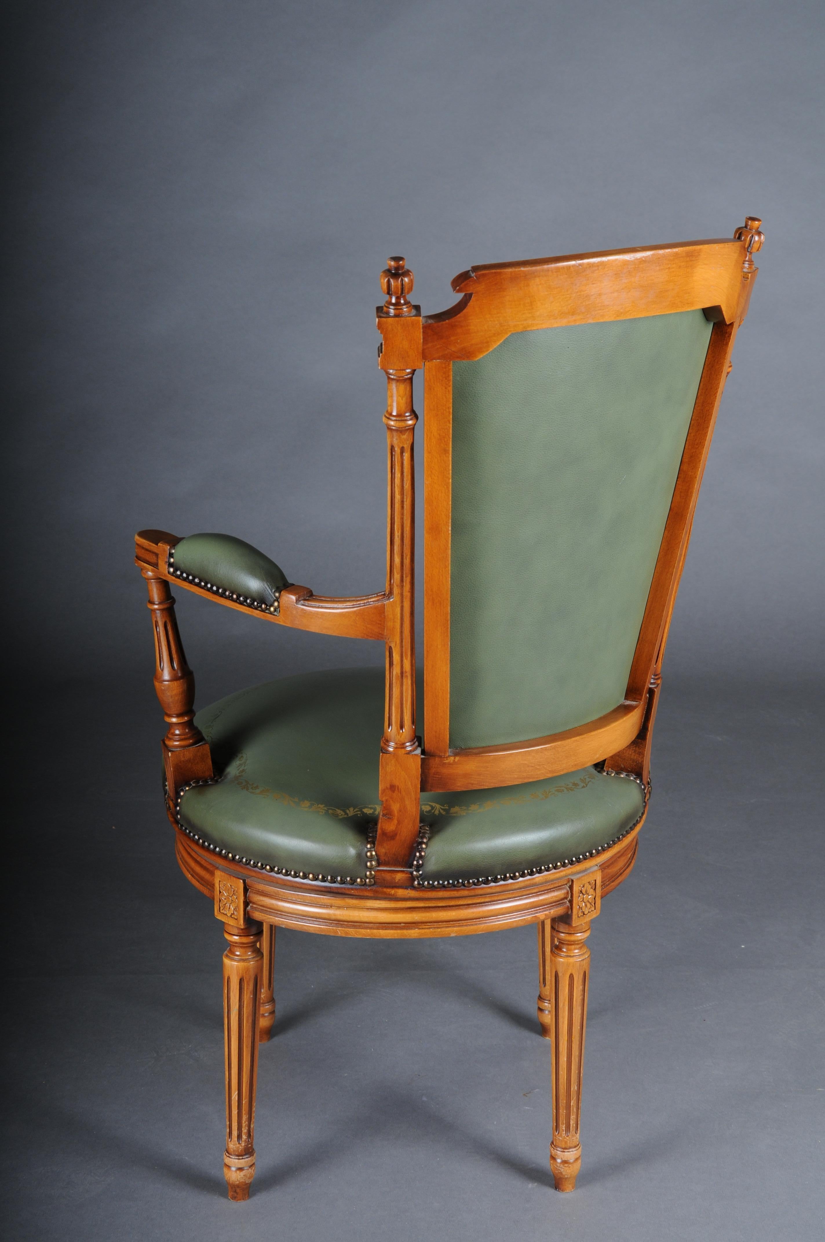 20th Century Chair English Armchair Leather, Yew Wood For Sale 6