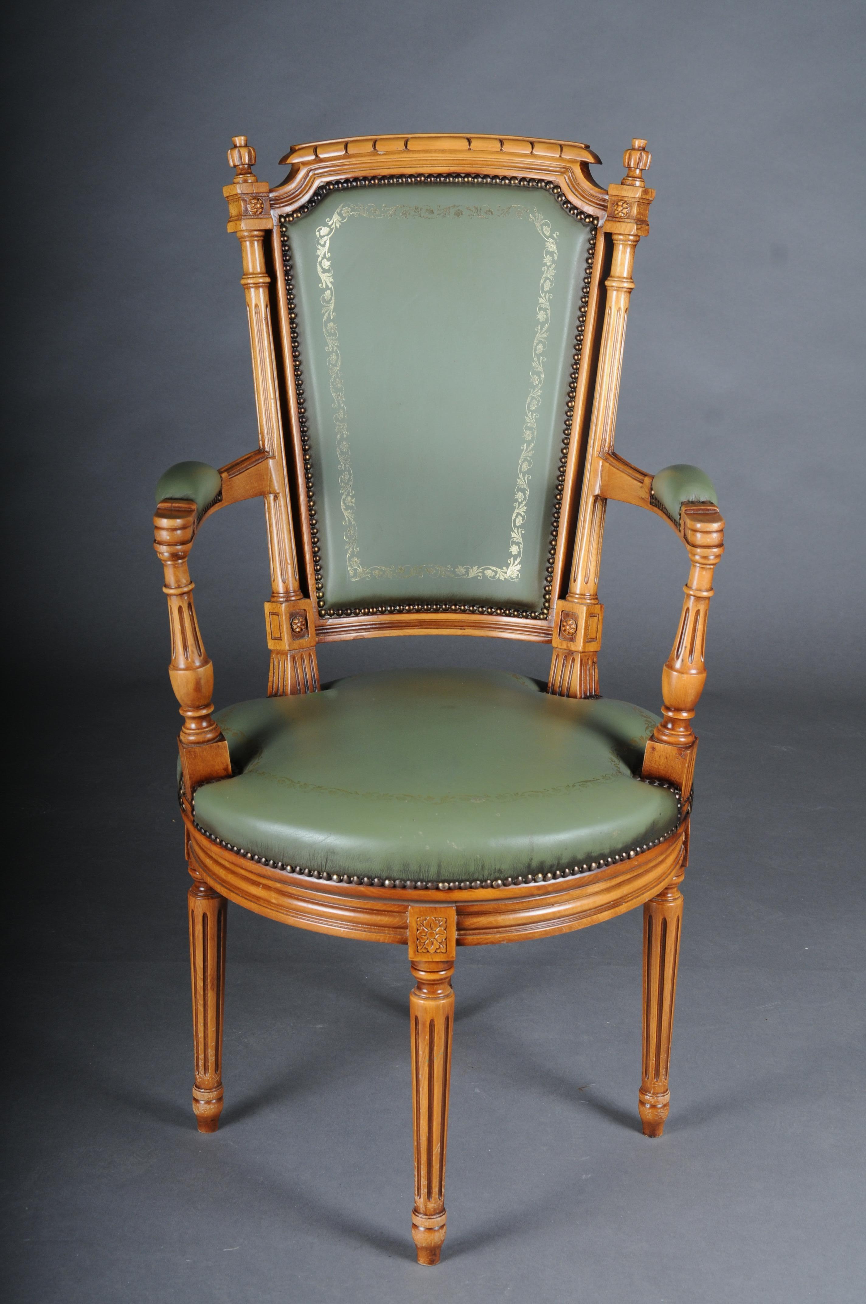 20th Century Chair English Armchair Leather, Yew Wood For Sale 9
