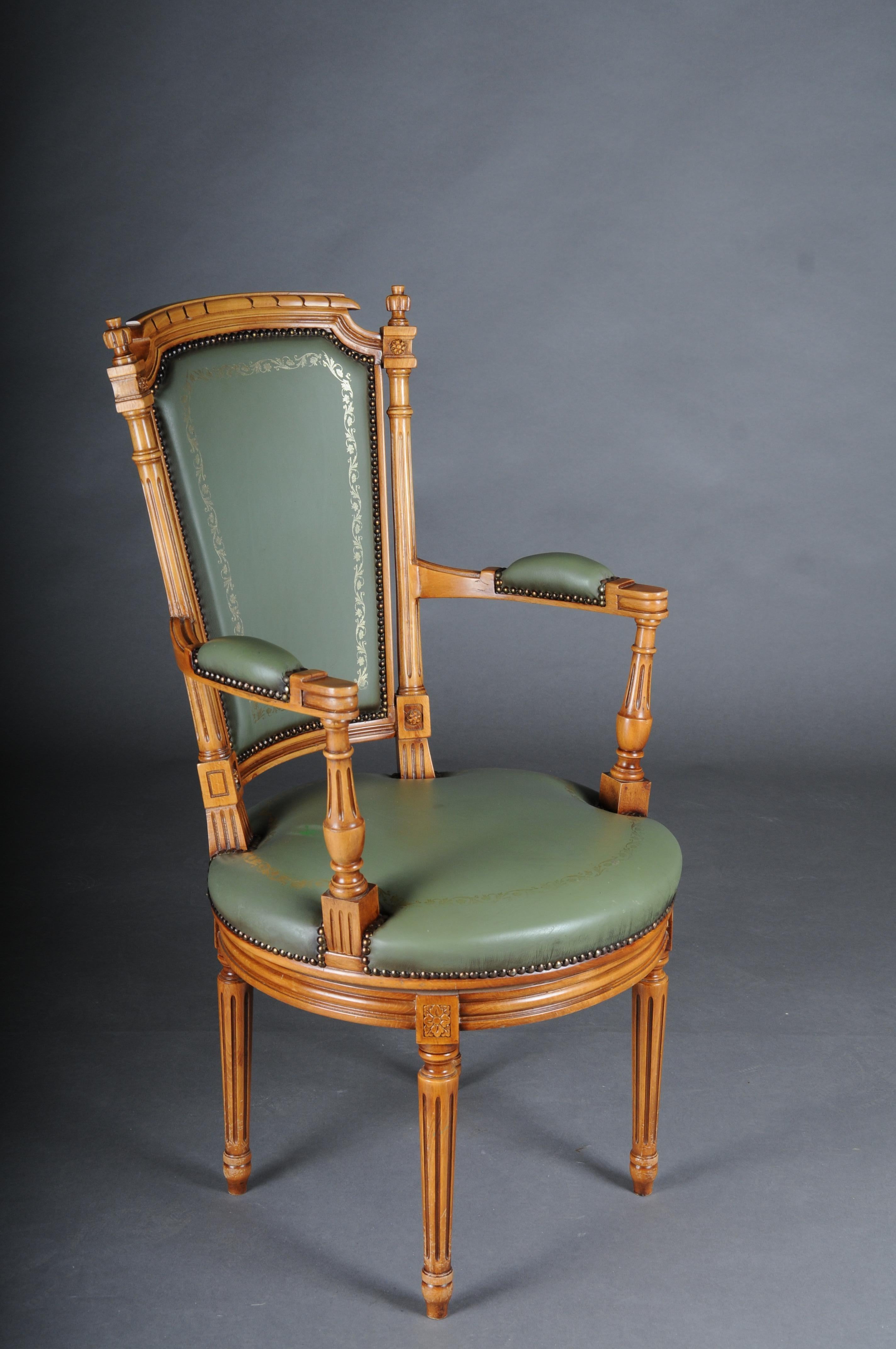 20th Century Chair English Armchair Leather, Yew Wood For Sale 10