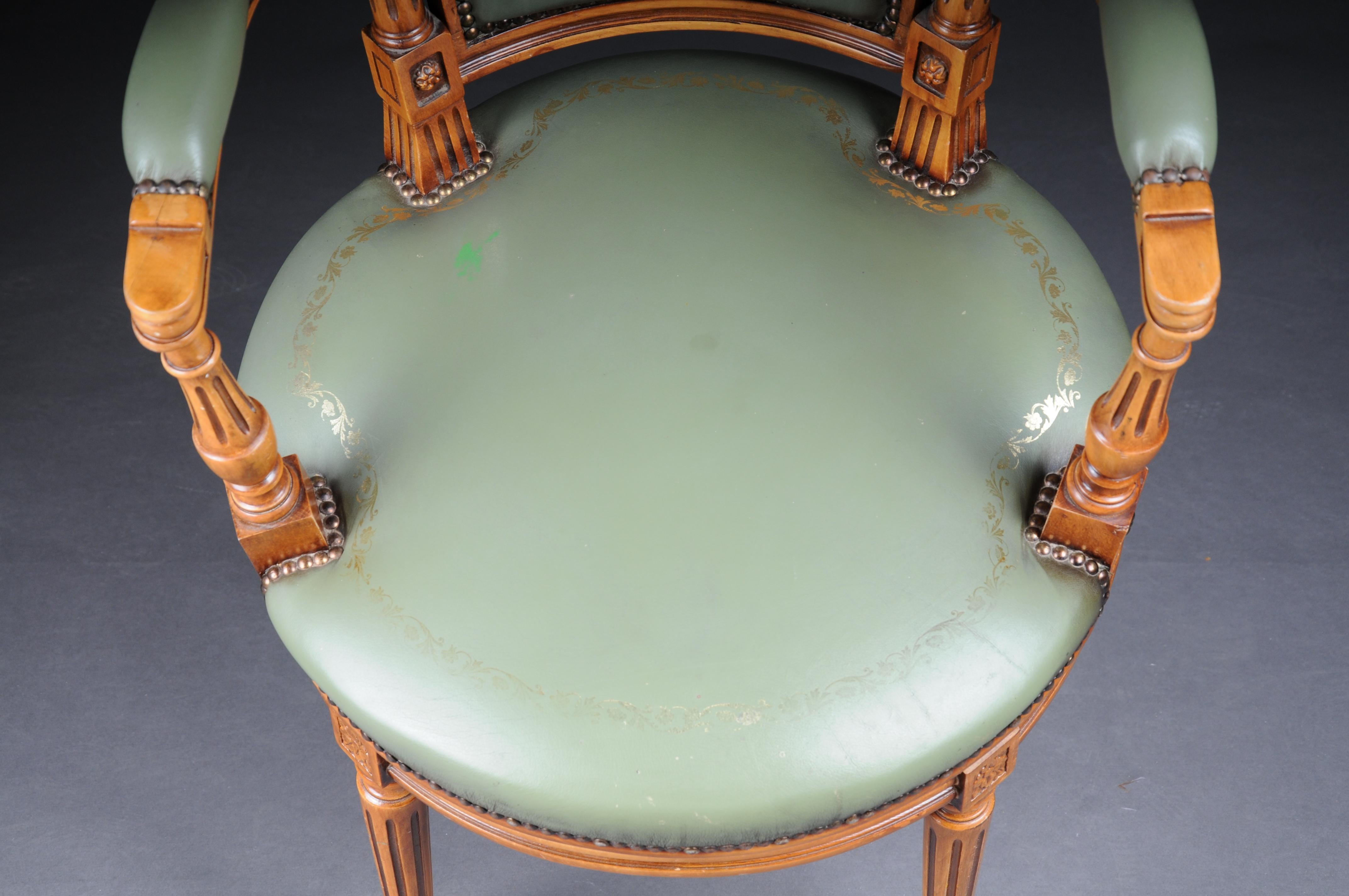 20th Century Chair English Armchair Leather, Yew Wood For Sale 13