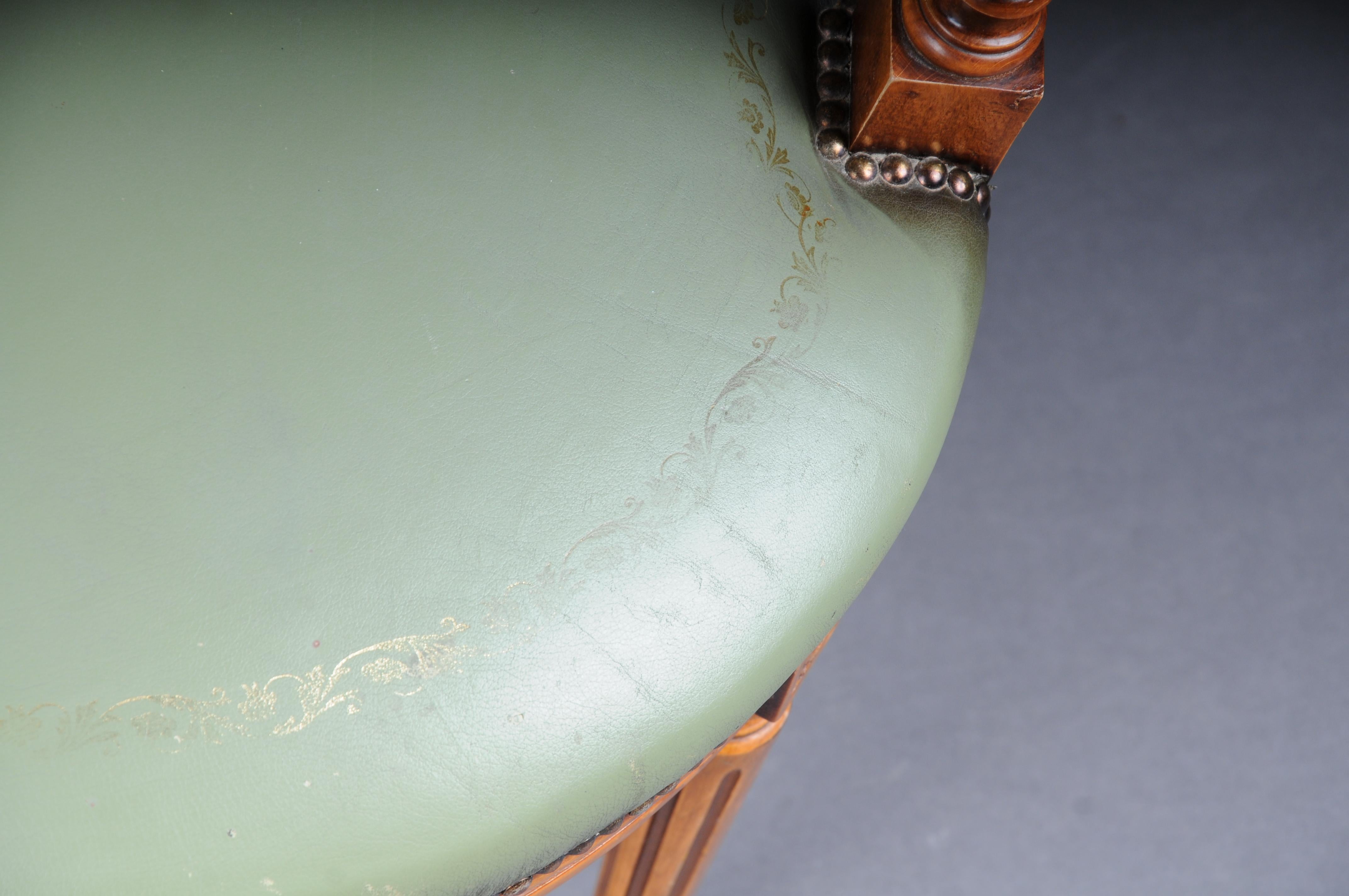 20th Century Chair English Armchair Leather, Yew Wood For Sale 15