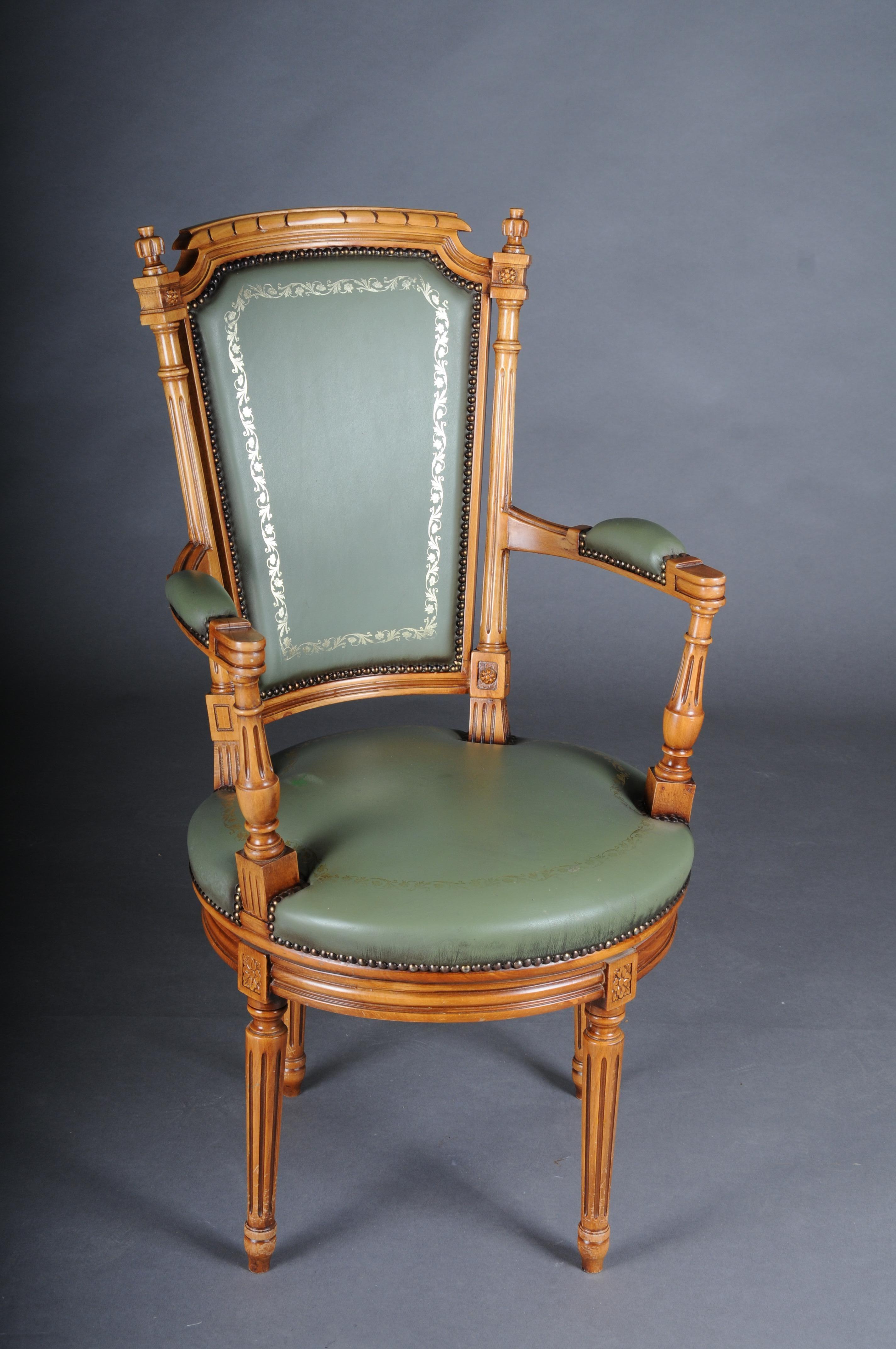 20th Century Chair English Armchair Leather, Yew Wood For Sale 2