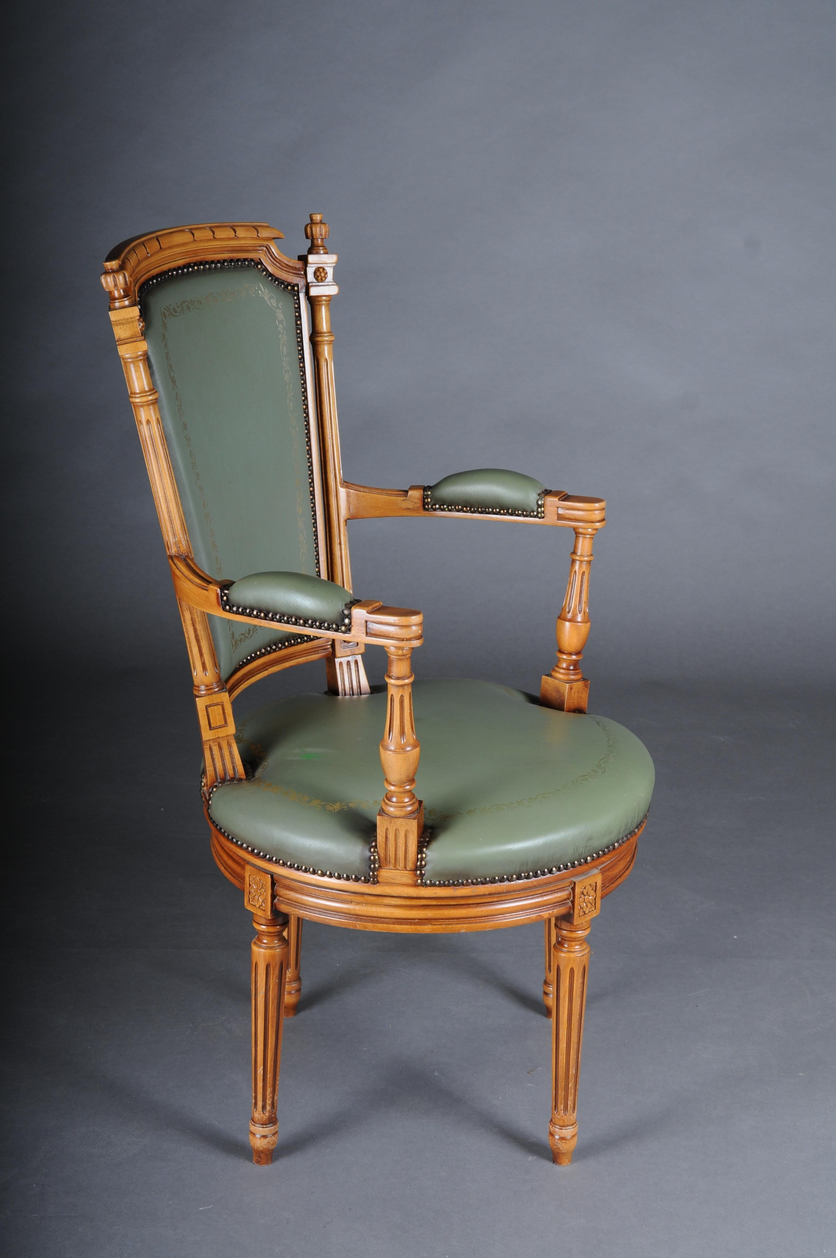 20th Century Chair English Armchair Leather, Yew Wood For Sale 3