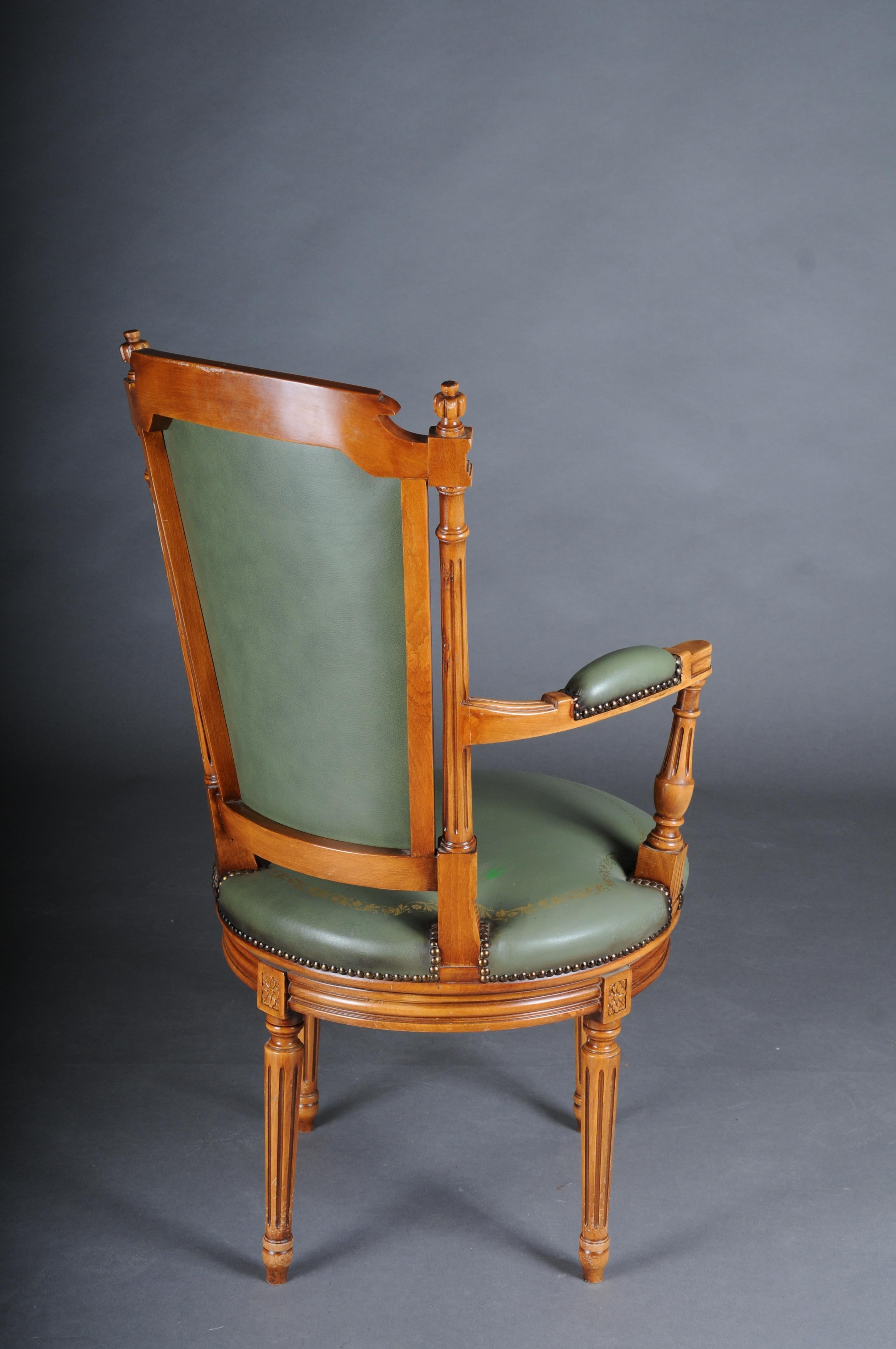 20th Century Chair English Armchair Leather, Yew Wood For Sale 4