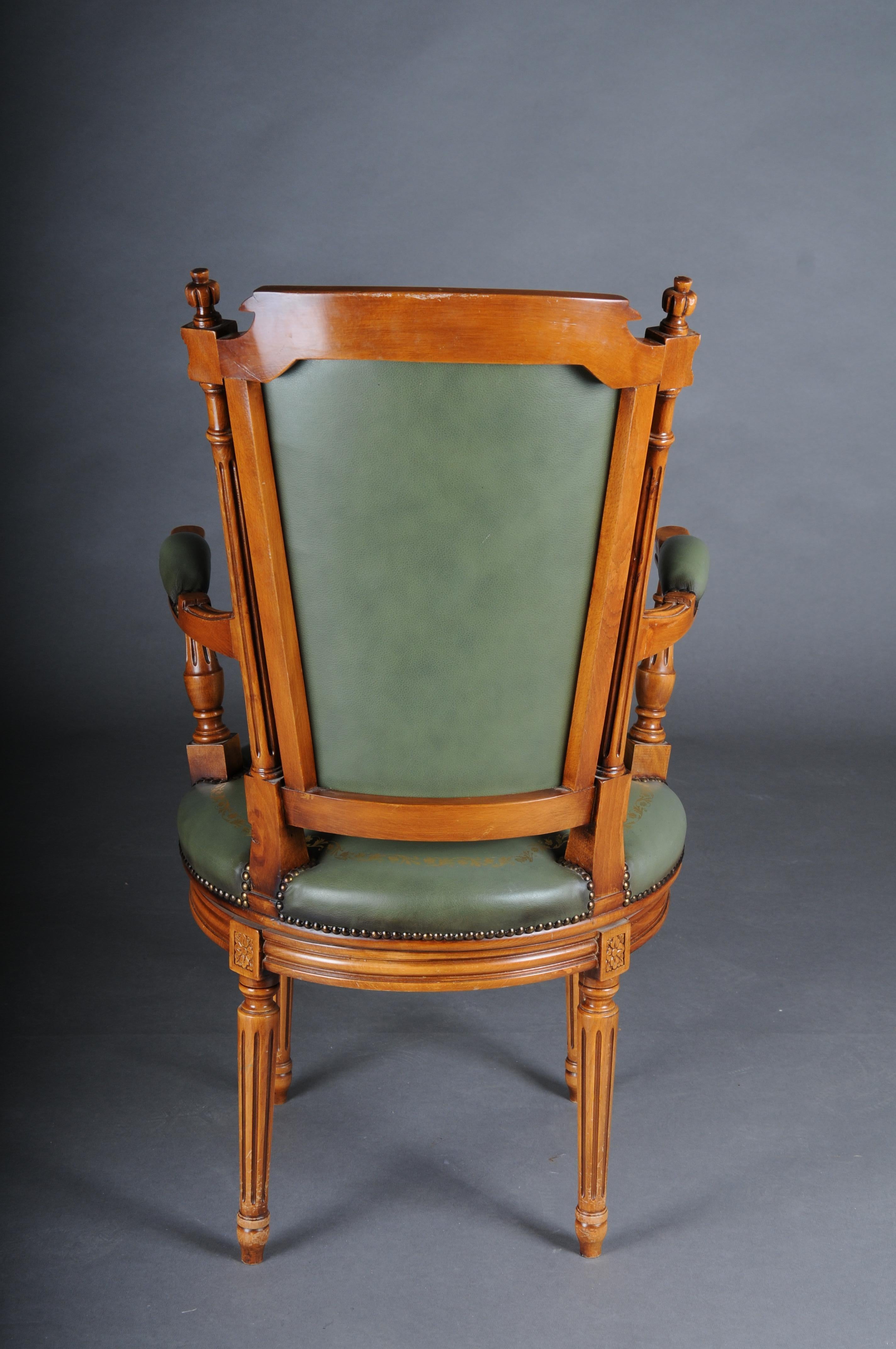 20th Century Chair English Armchair Leather, Yew Wood For Sale 5