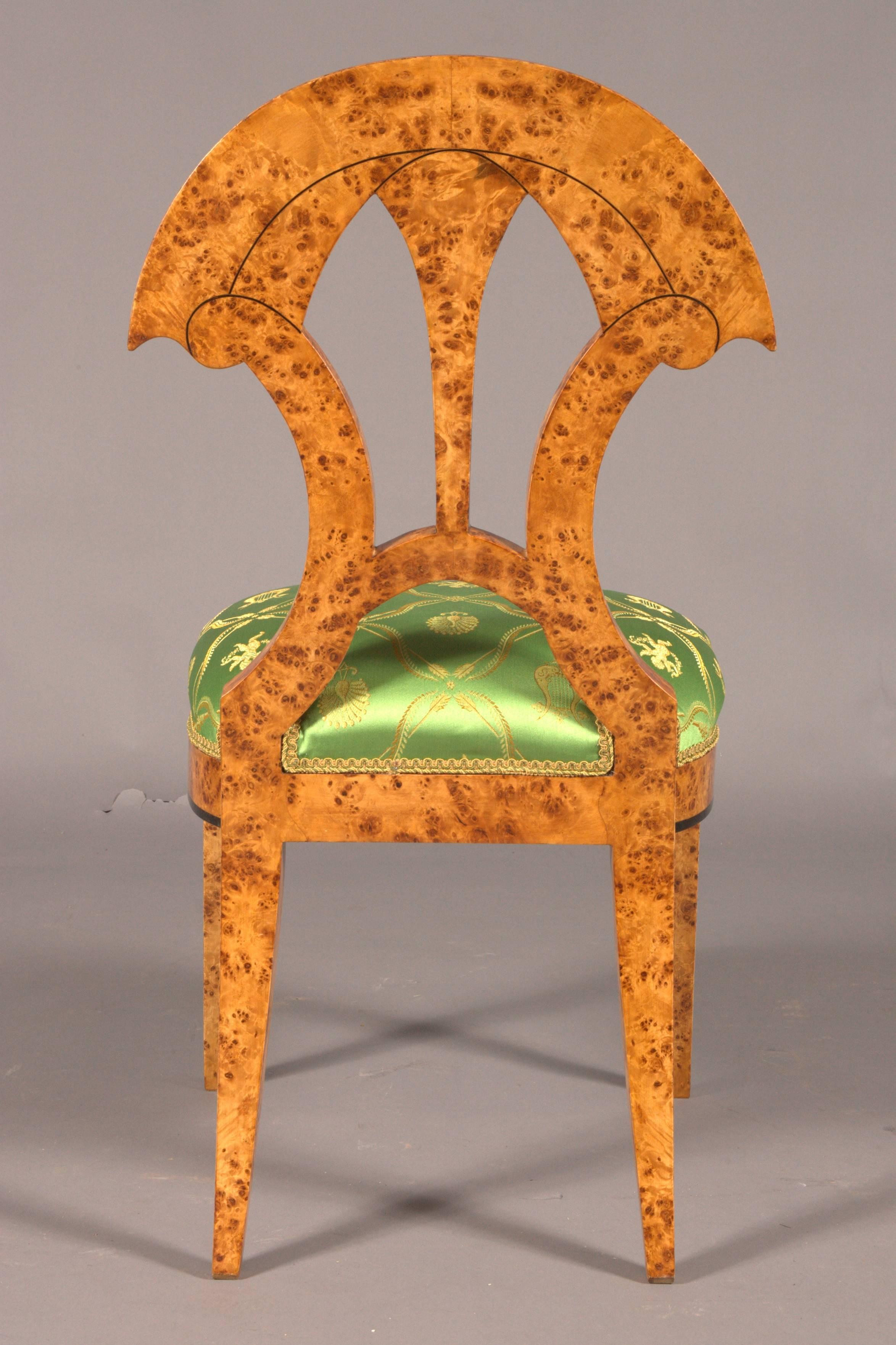 20th Century Chair in the Old Biedermeier Style Maple Root Veneer on Beechwood For Sale 6