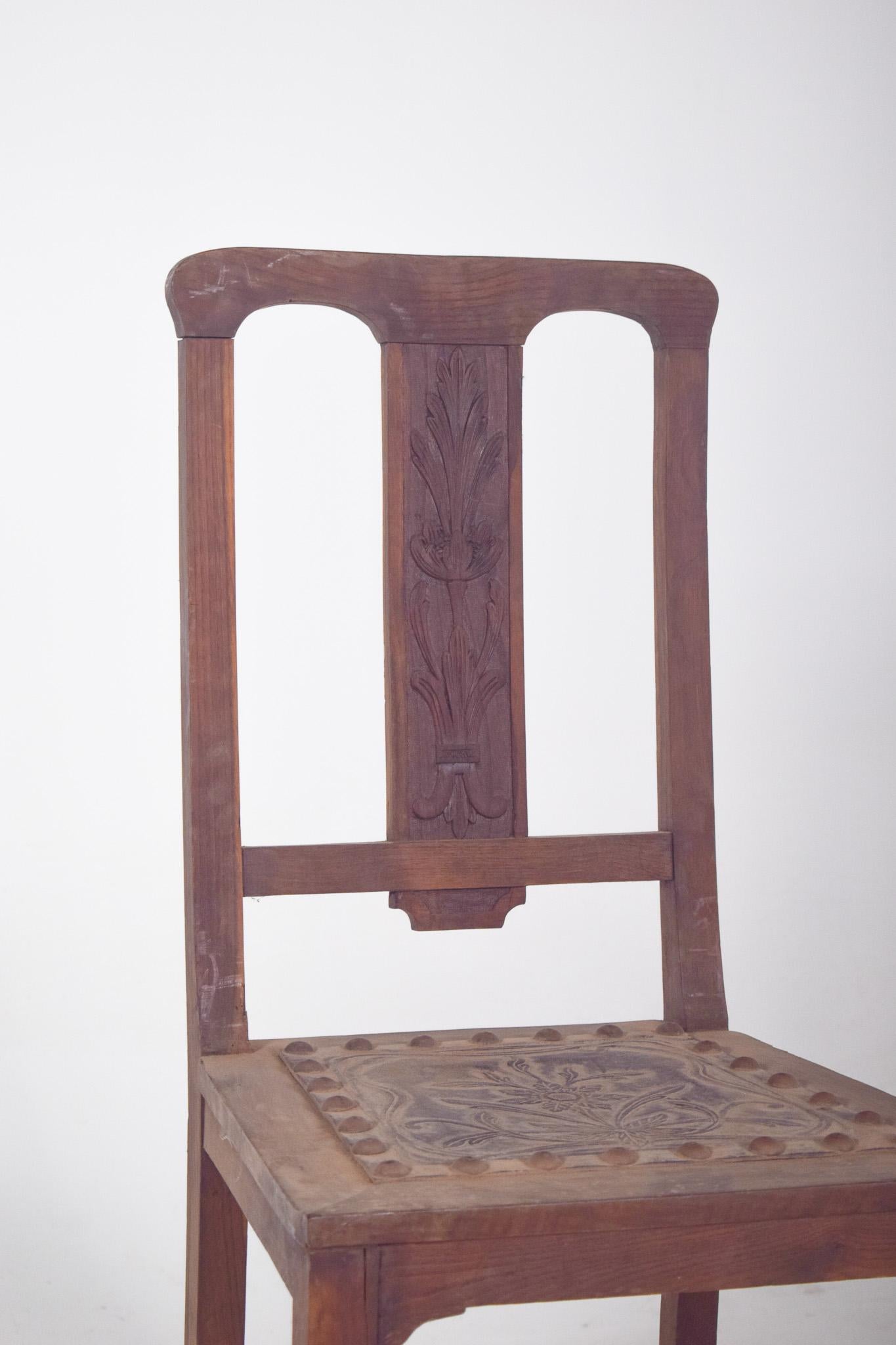 Mid-Century Modern 20th Century Chair with Embossed Seat and Nailhead Trim For Sale