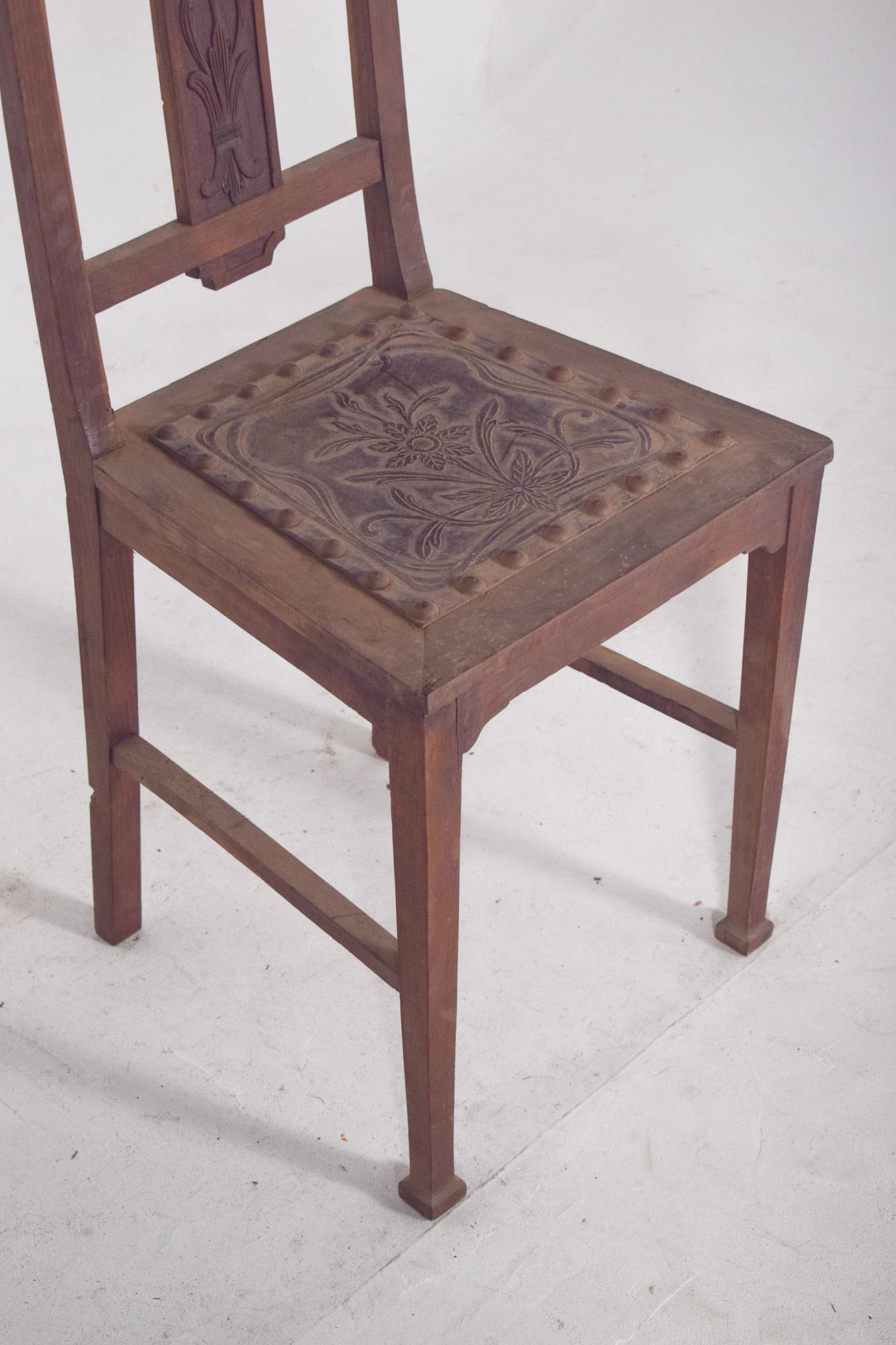 Late 20th Century 20th Century Chair with Embossed Seat and Nailhead Trim For Sale