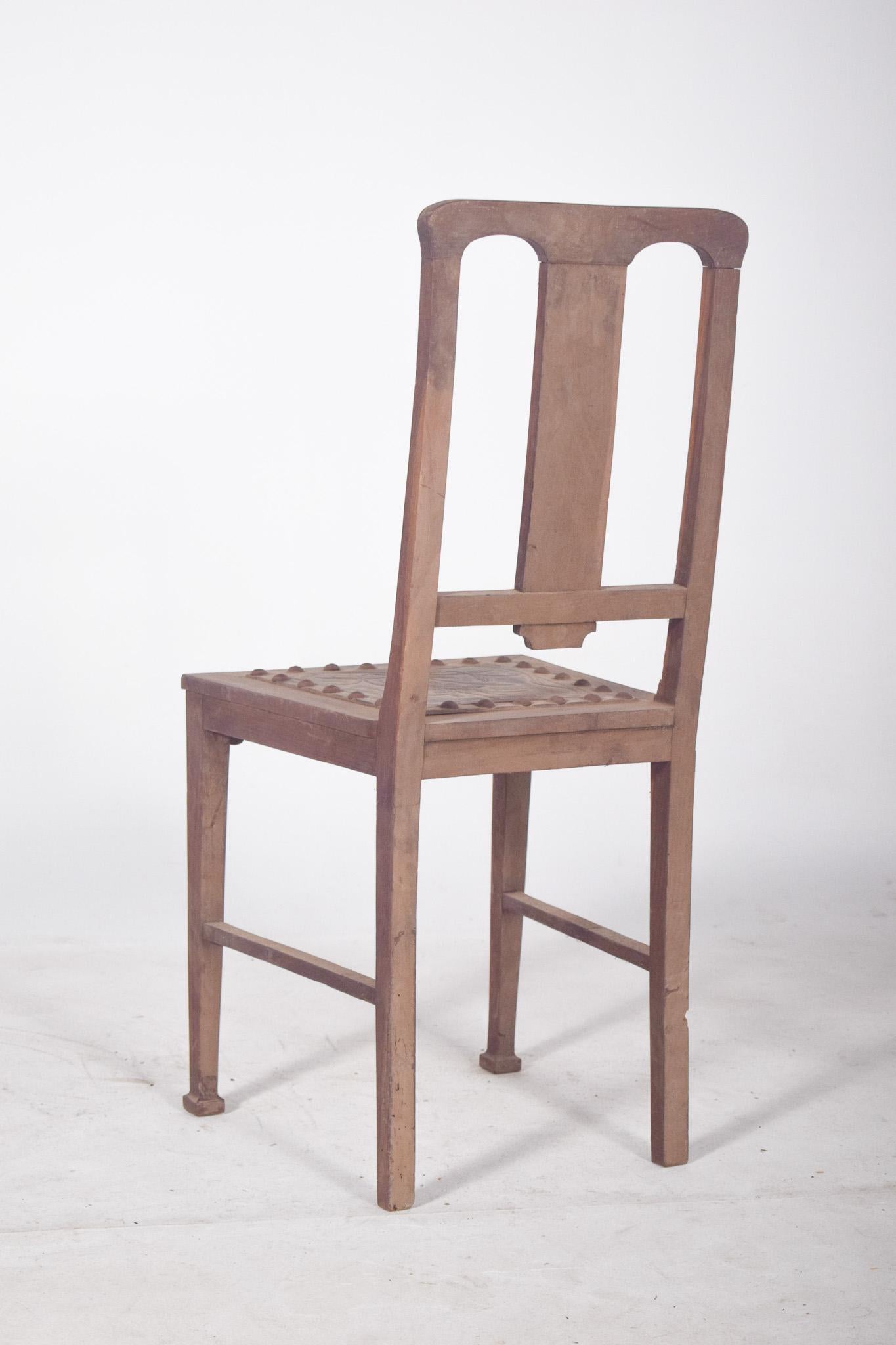 20th Century Chair with Embossed Seat and Nailhead Trim For Sale 1