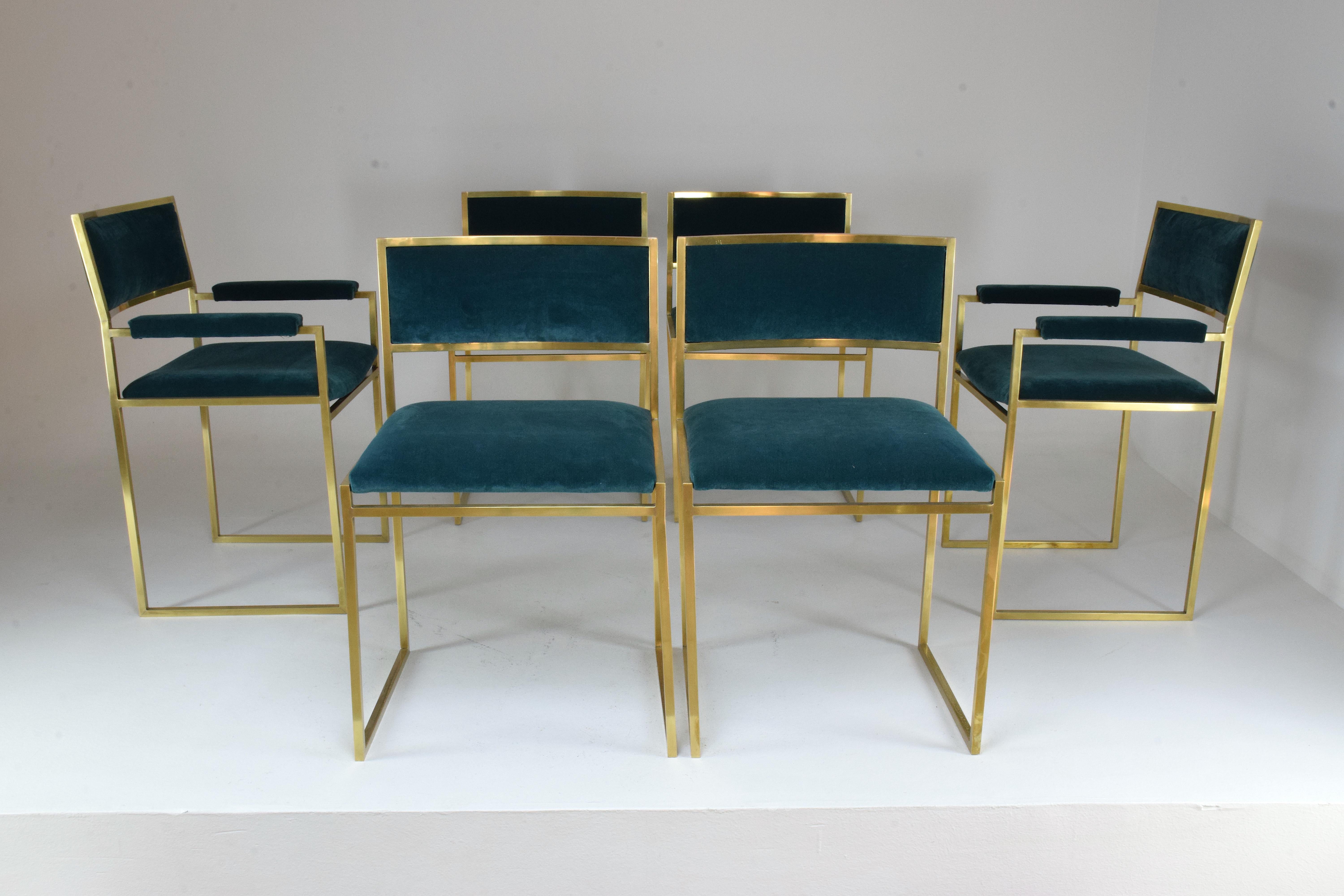 Mid-Century Modern 20th Century Chairs and Armchairs by Willy Rizzo, Set of 6, 1970s