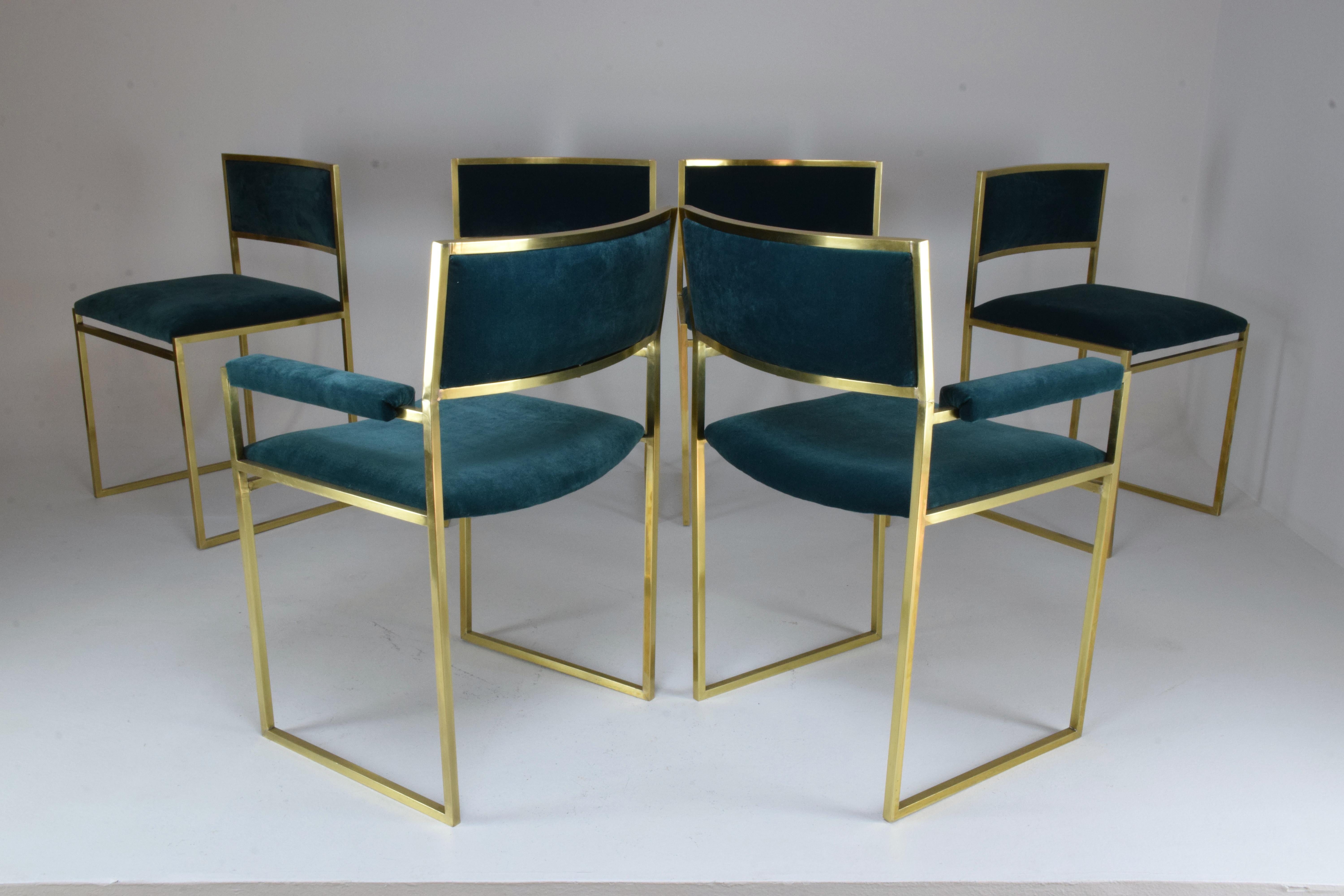 Italian 20th Century Chairs and Armchairs by Willy Rizzo, Set of 6, 1970s