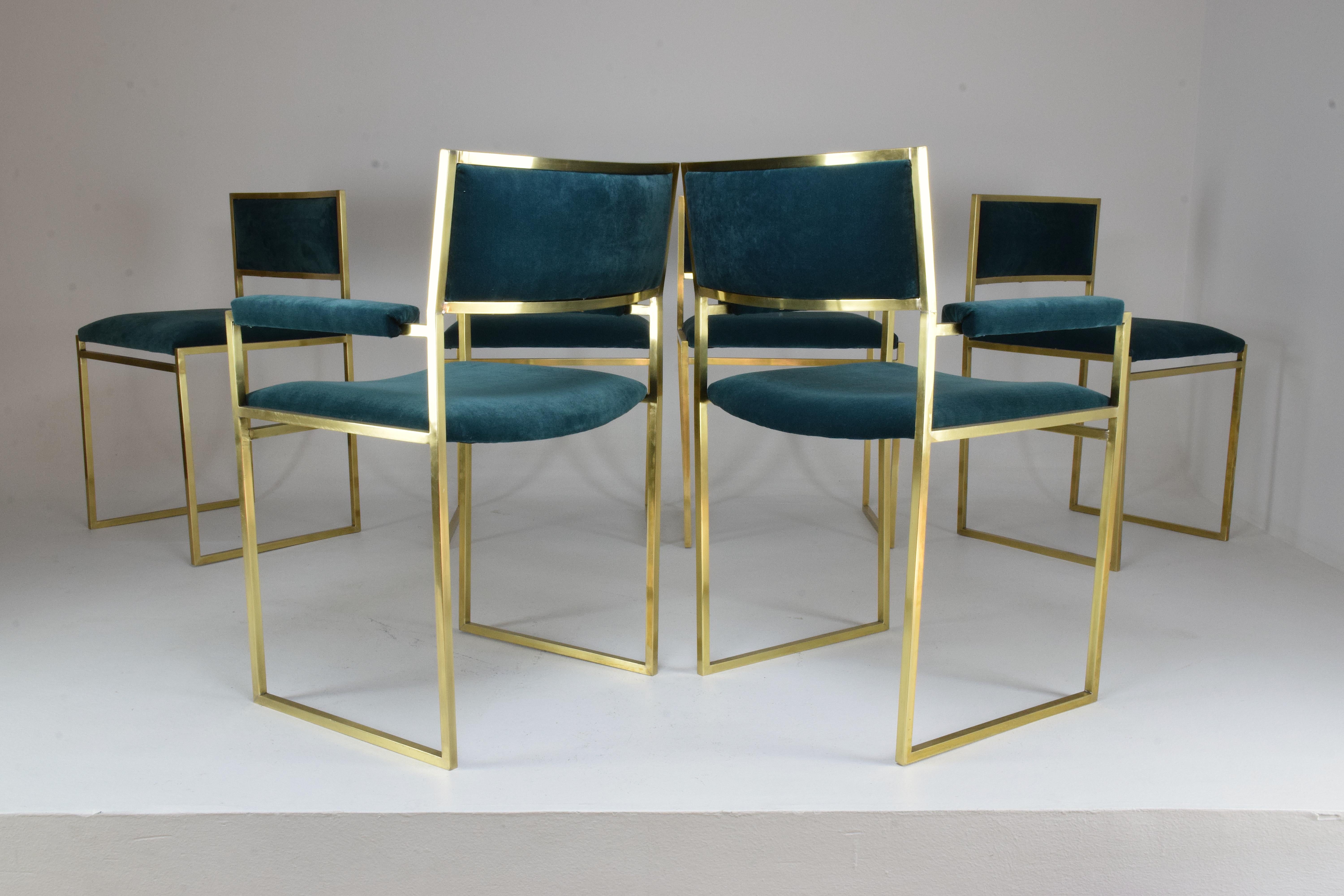 20th Century Chairs and Armchairs by Willy Rizzo, Set of 6, 1970s In Good Condition In Paris, FR