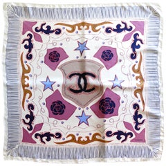 Retro 20th Century Chanel Western Silk Scarf