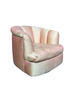 20th Century Channel Back Swivel Chairs in the Style of Milo Baughman, Pair