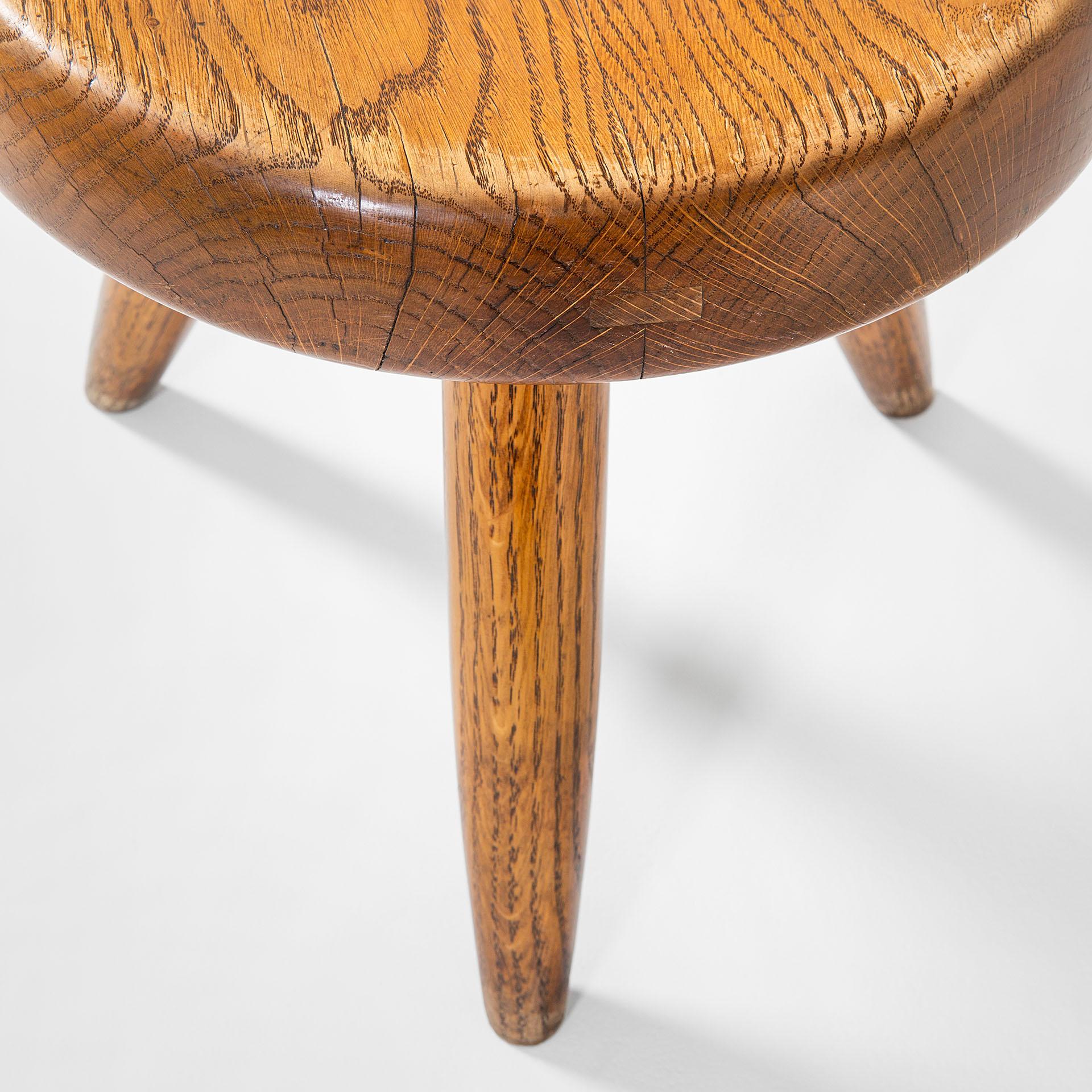 20th Century Charlotte Perriand Stool mod. Berger in wood for Simon Steph, 50s In Good Condition In Turin, Turin