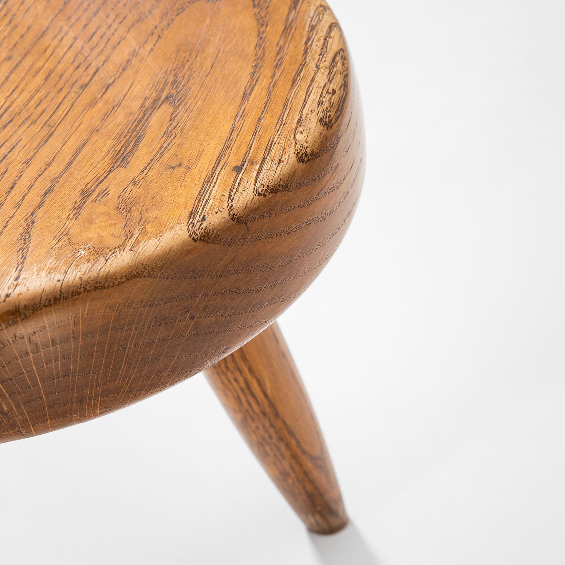 Mid-20th Century 20th Century Charlotte Perriand Stool mod. Berger in wood for Simon Steph, 50s