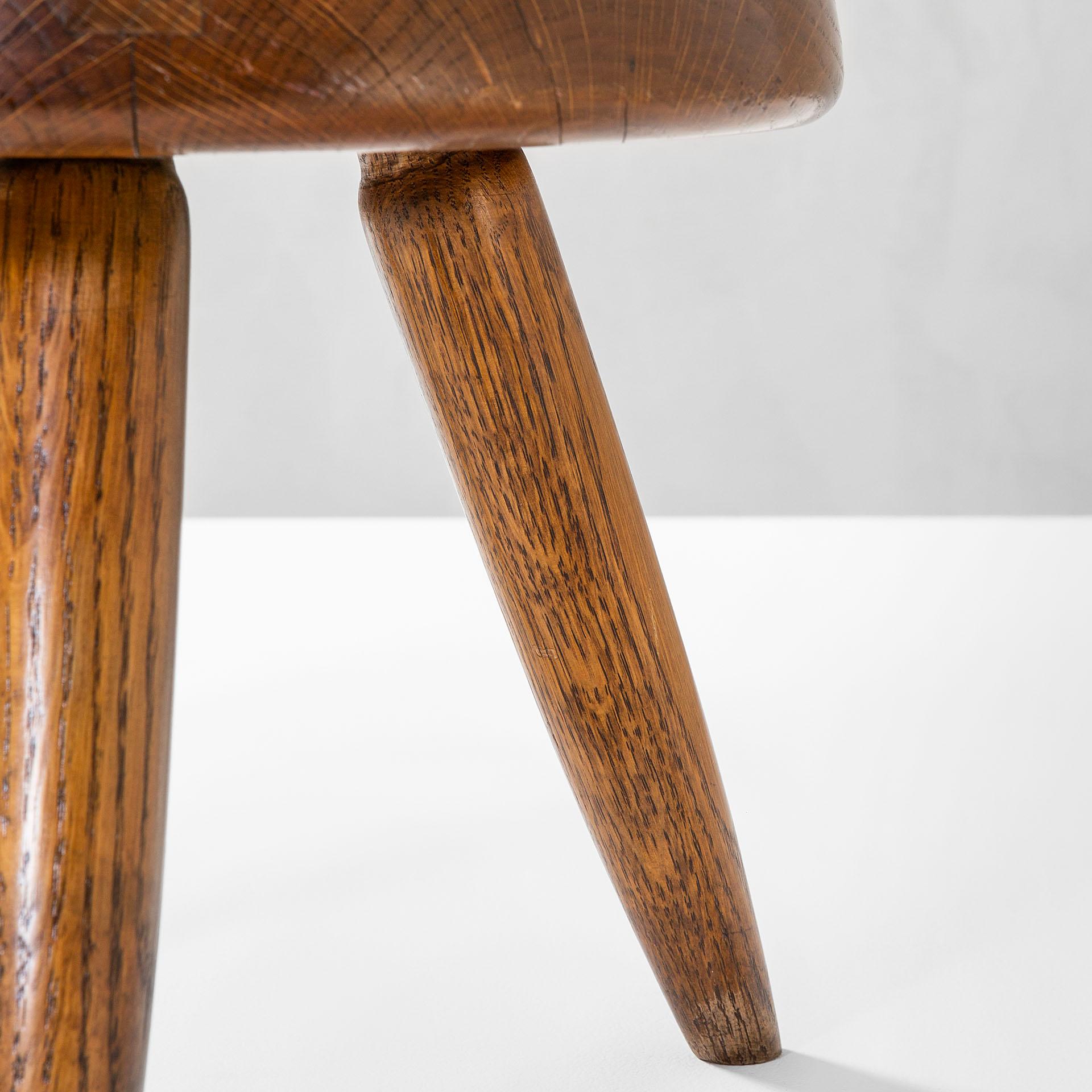 Wood 20th Century Charlotte Perriand Stool mod. Berger in wood for Simon Steph, 50s