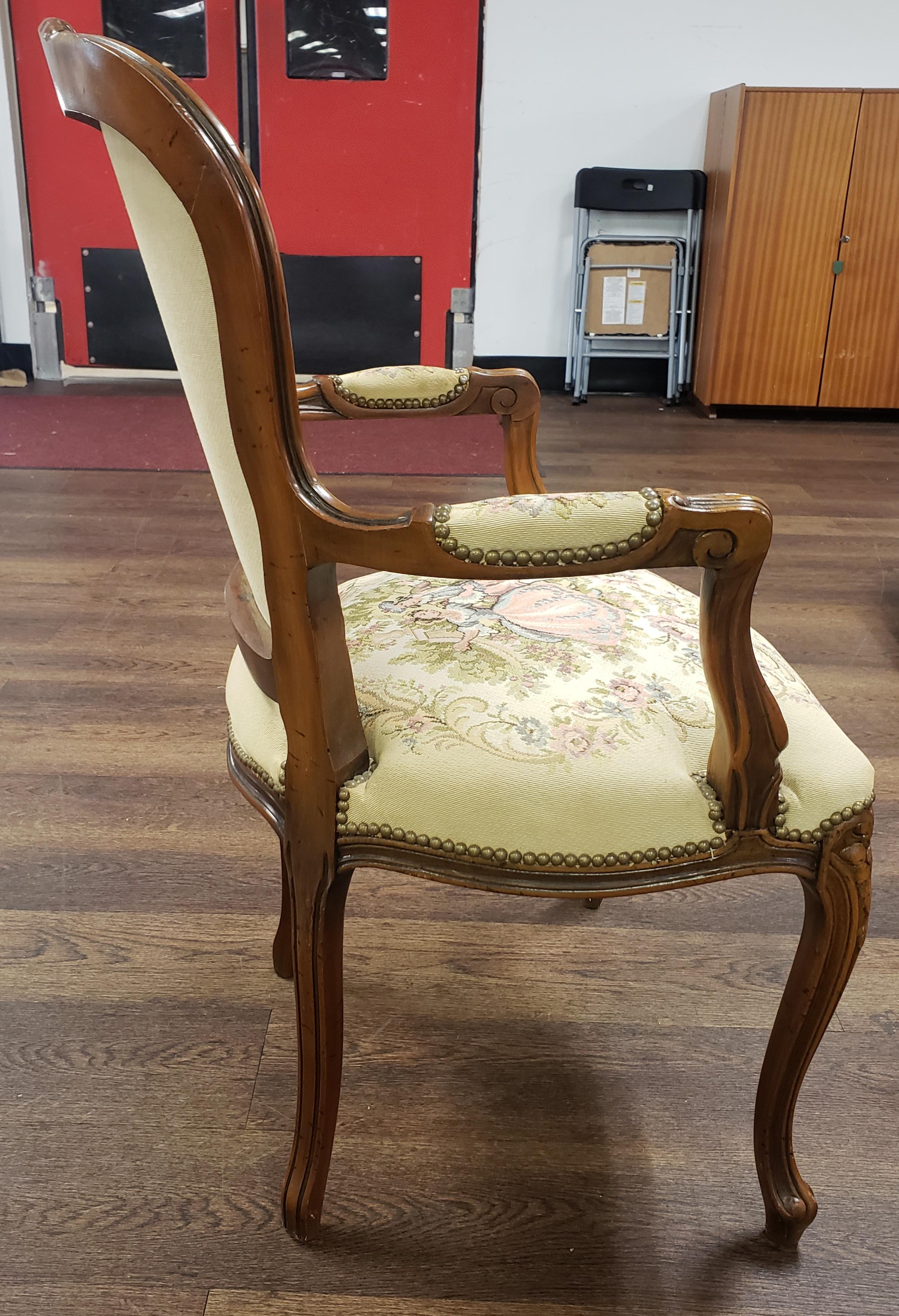 20th Century Chateau D'Ax Louis XV Tapestry Armchair  In Good Condition For Sale In Germantown, MD