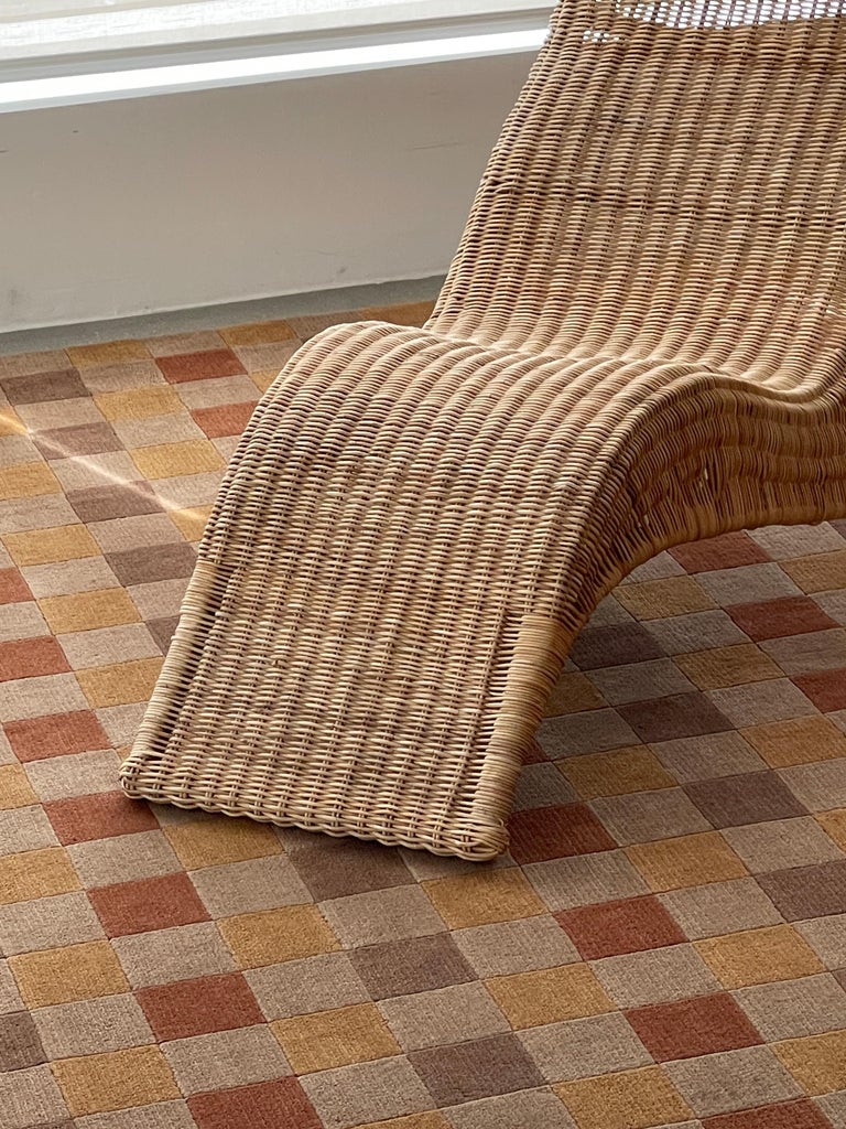 20th Century XL Checkered Wool and Silk Rug For Sale at 1stDibs