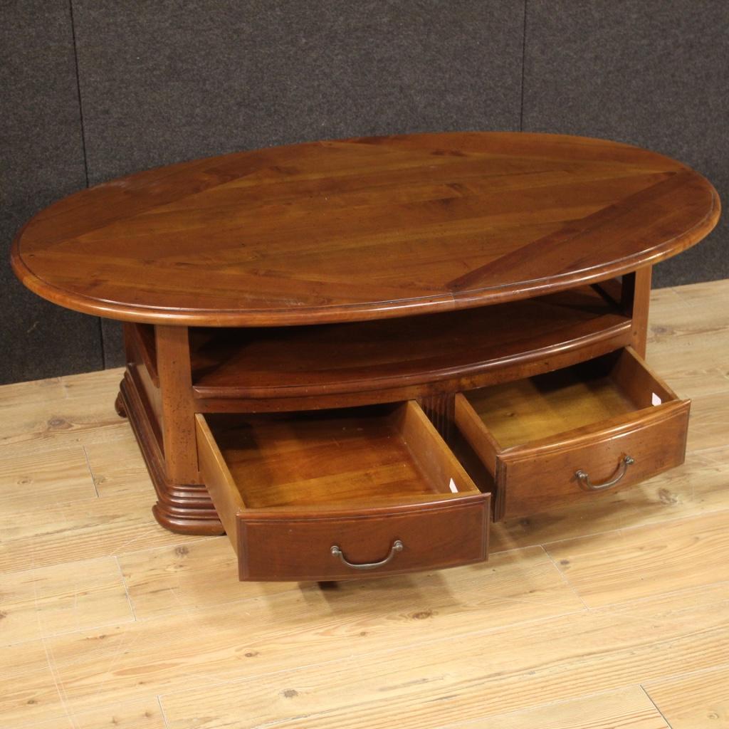 Wood 20th Century Cherry and Fruitwood French Living Room Coffee Table, 1980 For Sale