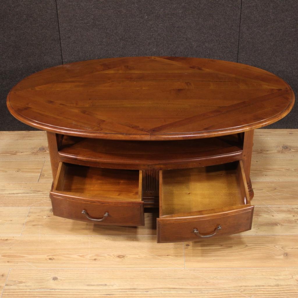 20th Century Cherry and Fruitwood French Living Room Coffee Table, 1980 For Sale 1