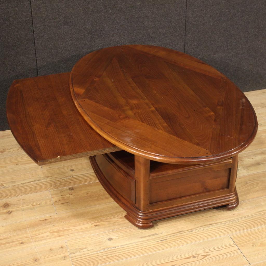 20th Century Cherry and Fruitwood French Living Room Coffee Table, 1980 For Sale 4