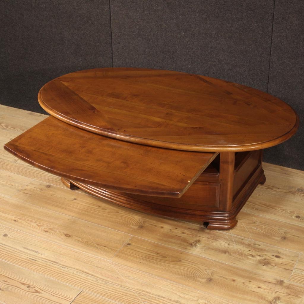 20th Century Cherry and Fruitwood French Living Room Coffee Table, 1980 For Sale 5