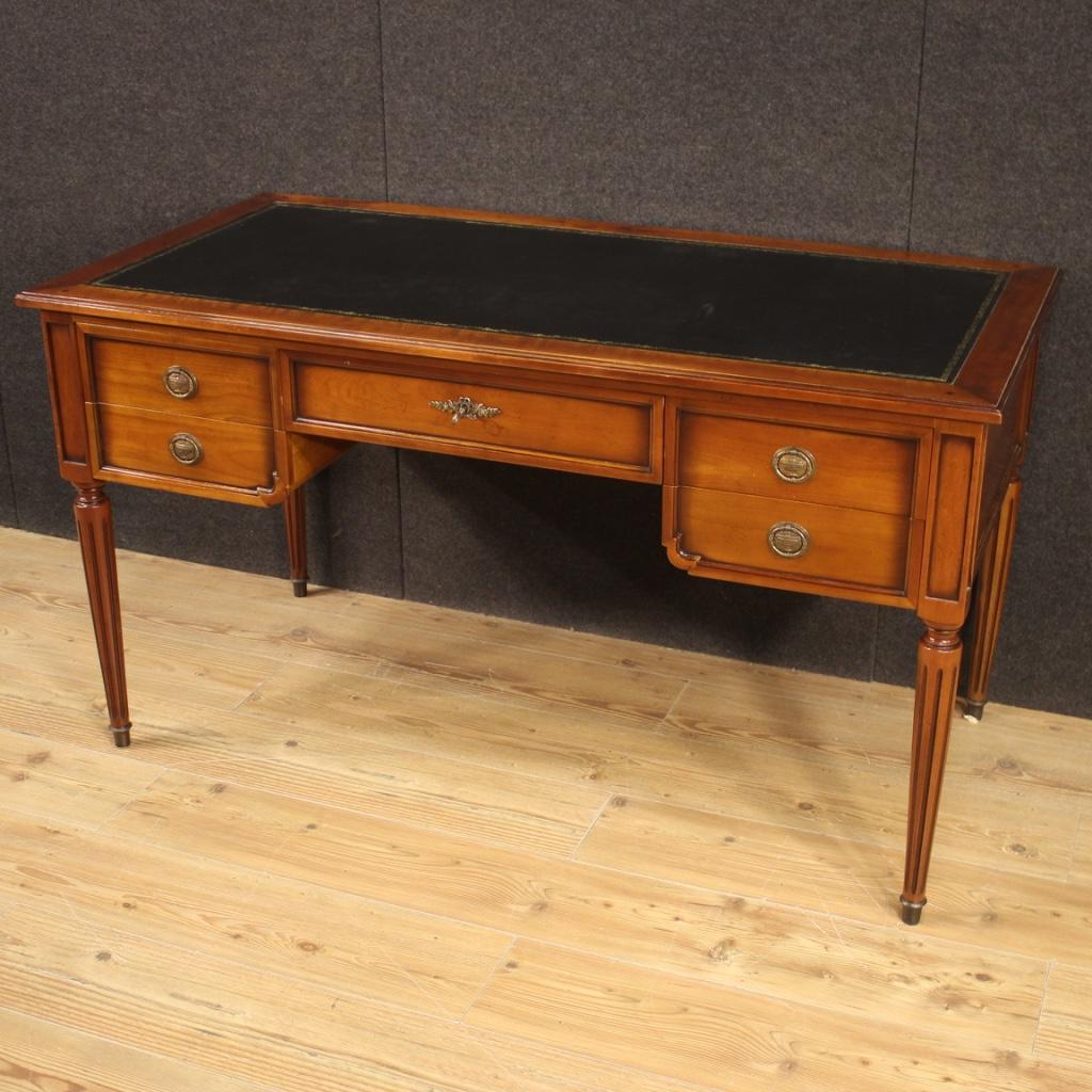 20th Century Cherry Beech and Fruitwood French Writing Desk, 1960 In Good Condition In Vicoforte, Piedmont