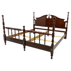 20th Century Cherry Chippendale King Size Short Poster Cannonball Bed