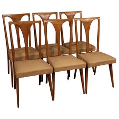 20th Century Cherrywood and Faux Leather Italian 6 Chairs, 1960