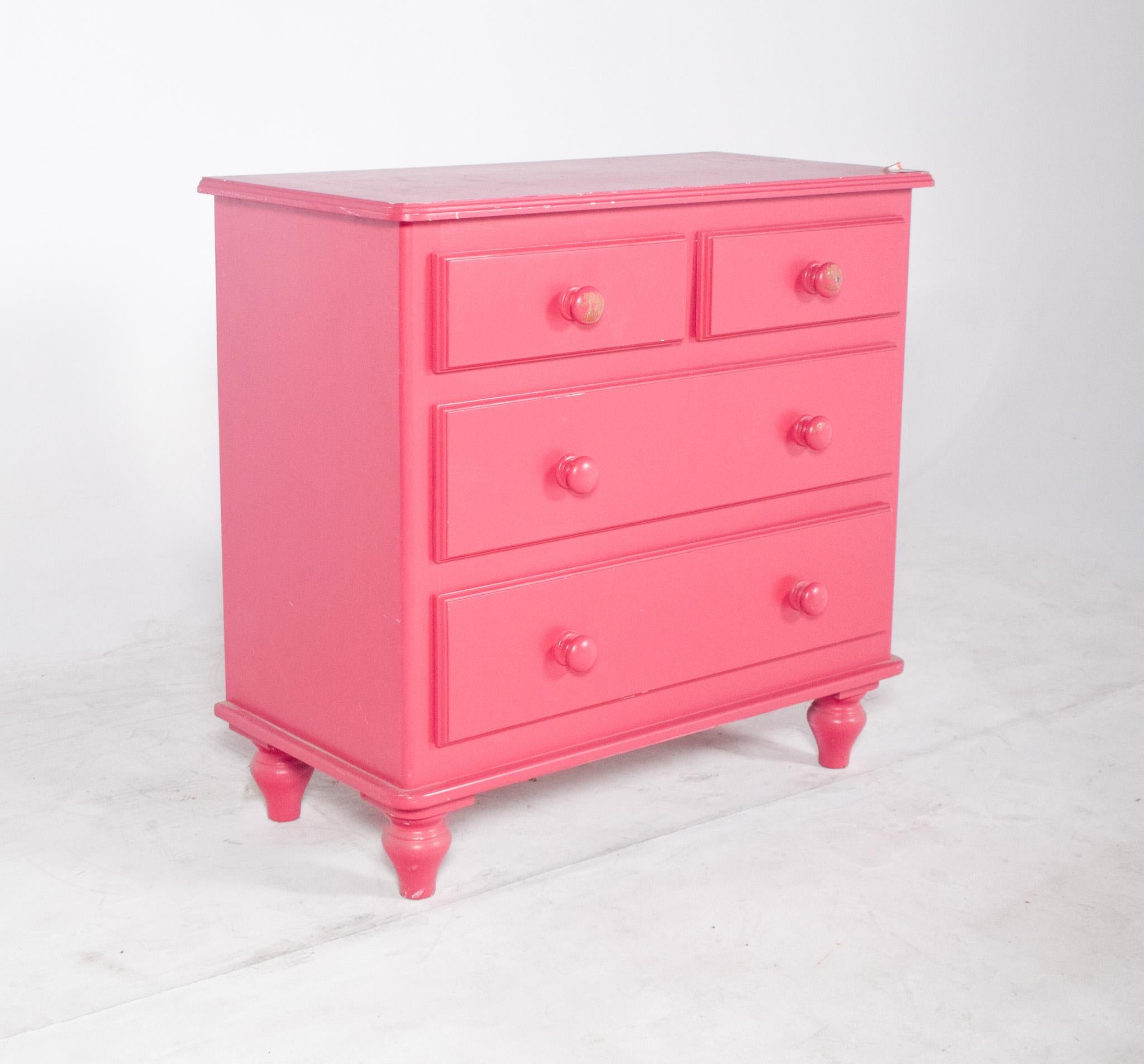 Portuguese 20th Century Chest of Drawers Painted Pink For Sale