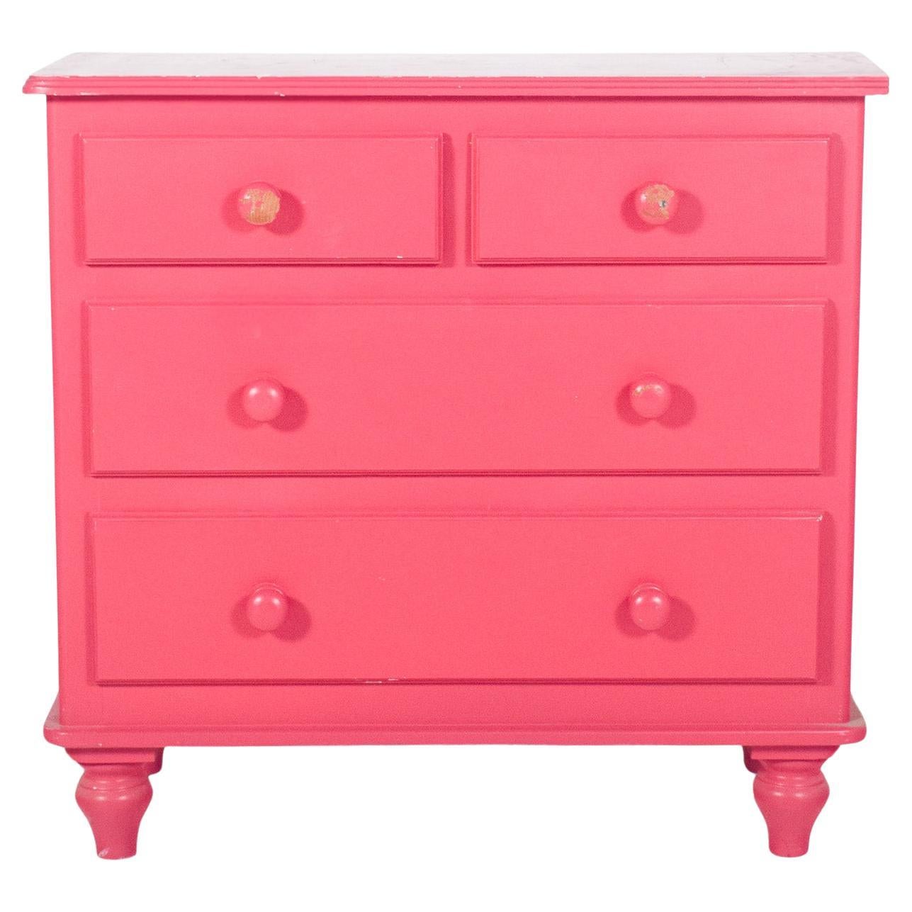 20th Century Chest of Drawers Painted Pink For Sale