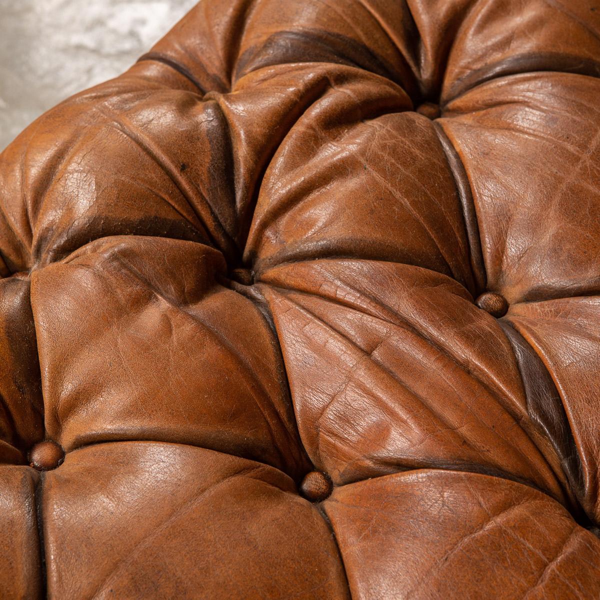 20th Century Chesterfield Brown Leather Sofa with Button Down Seats, 1910s 8