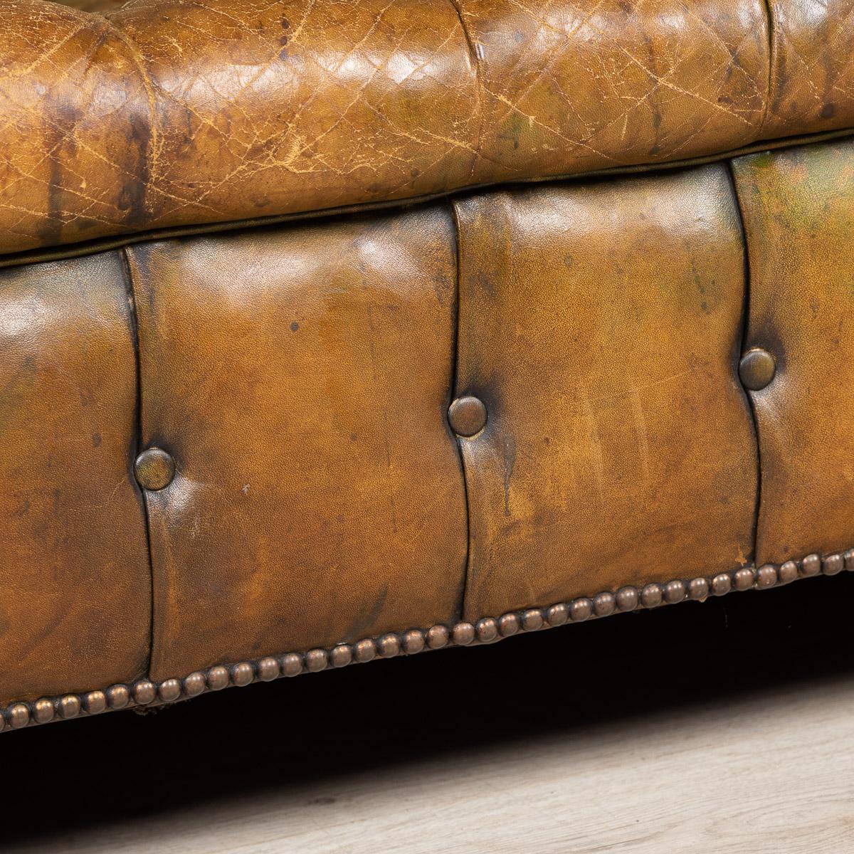 20th Century Chesterfield Leather Sofa with Button Down Seat, circa 1920 12