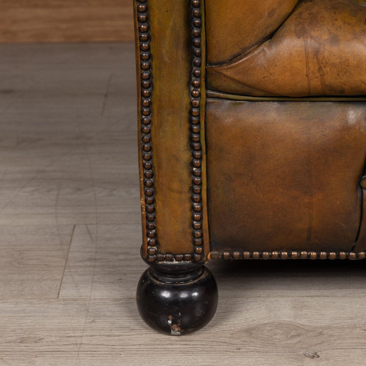 20th Century Chesterfield Leather Sofa with Button Down Seat, circa 1920 2