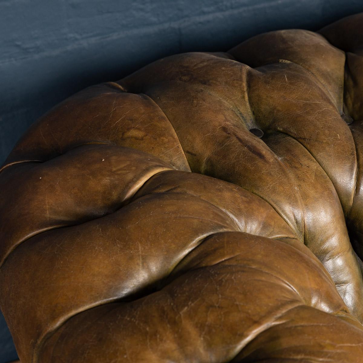 20th Century Chesterfield Leather Sofa with Button Down Seat, circa 1920 3